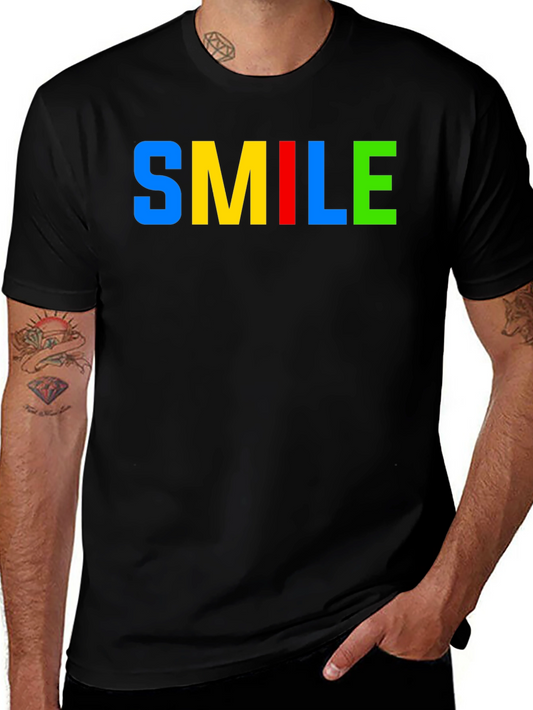 Colorful SMILE Graphic Tee - Casual Comfort
