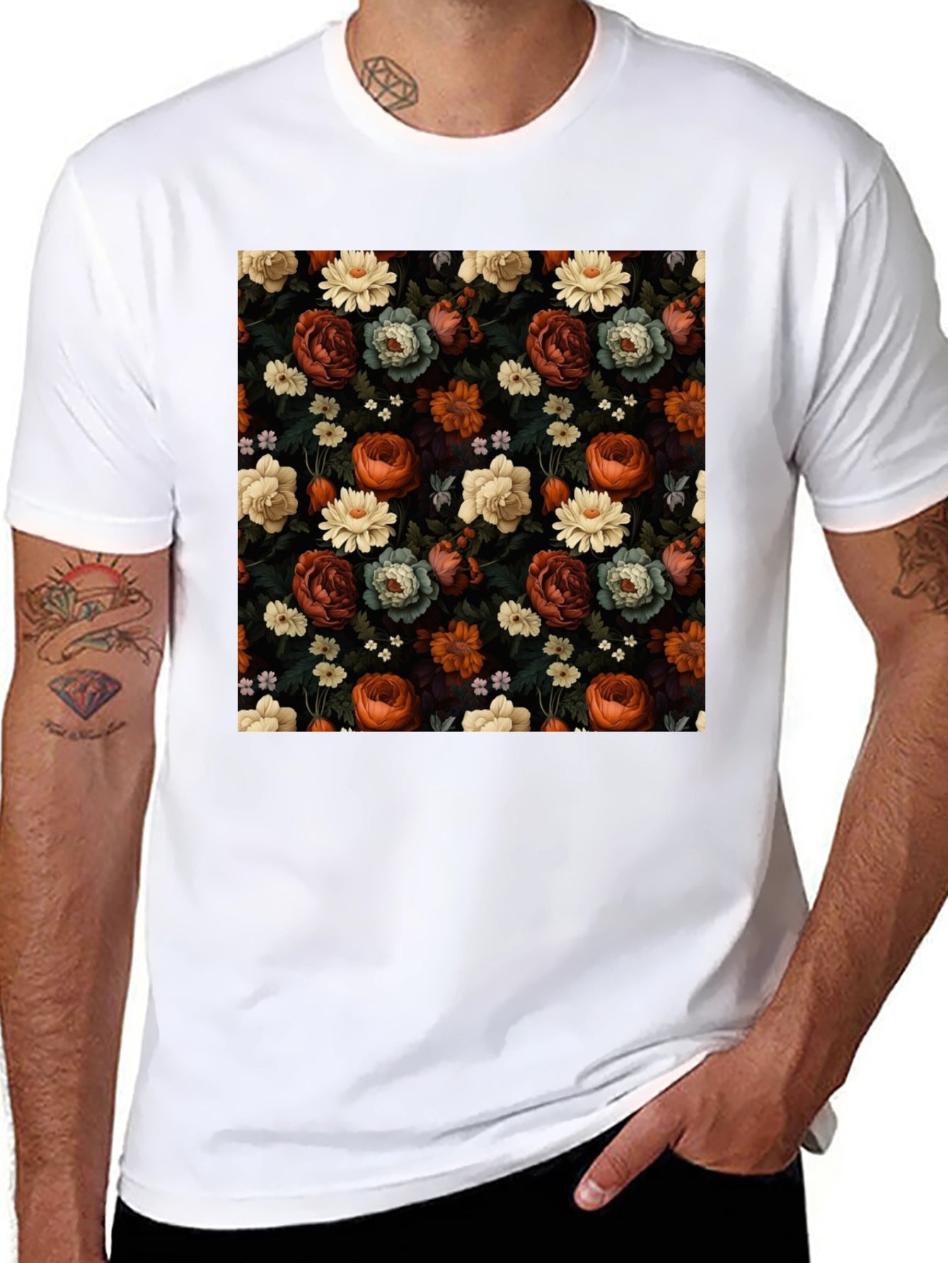Floral Print Mens T-Shirt