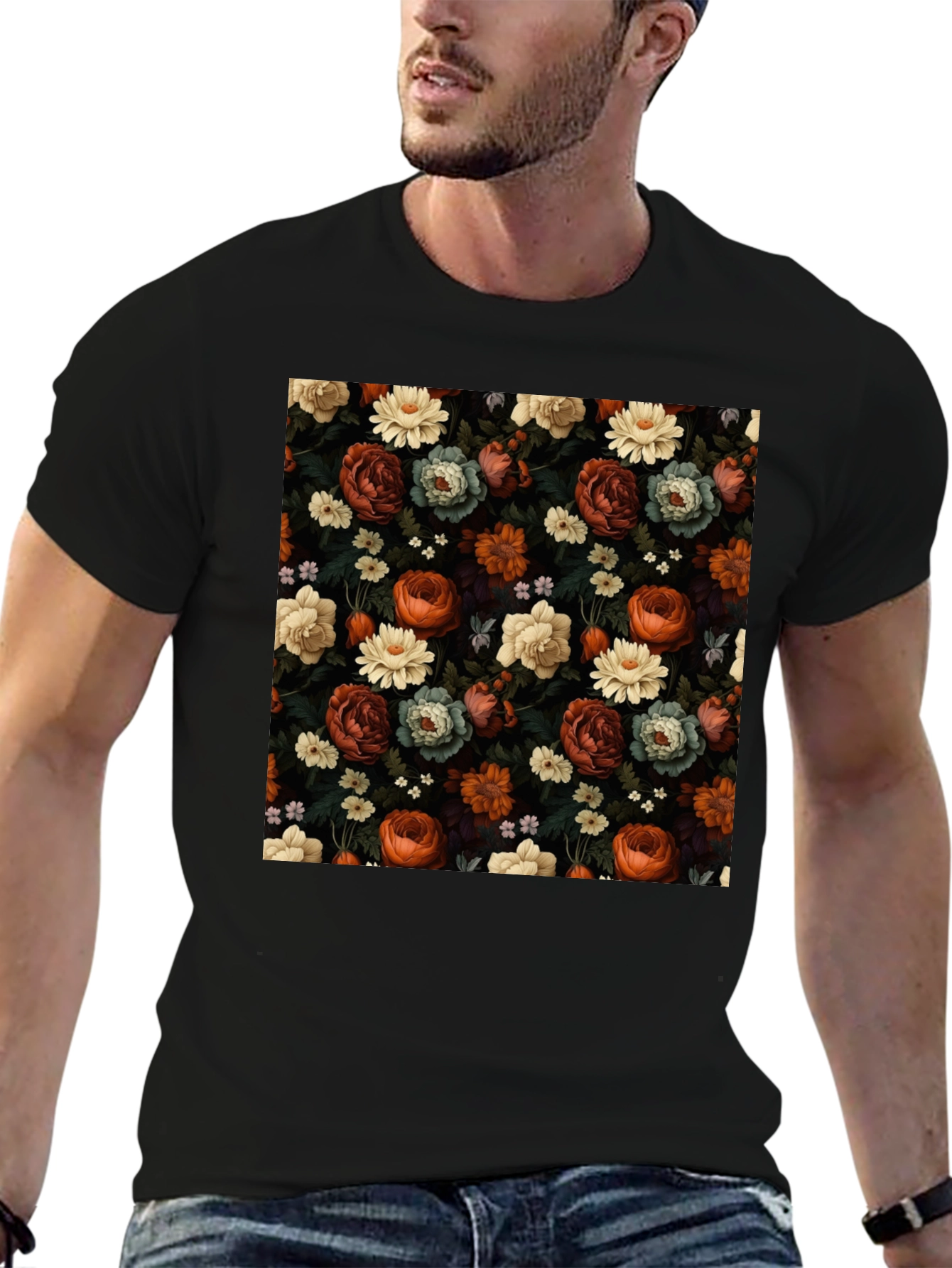 Floral Print Mens T-Shirt