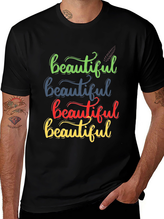 Beautiful Stacked Text T-Shirt