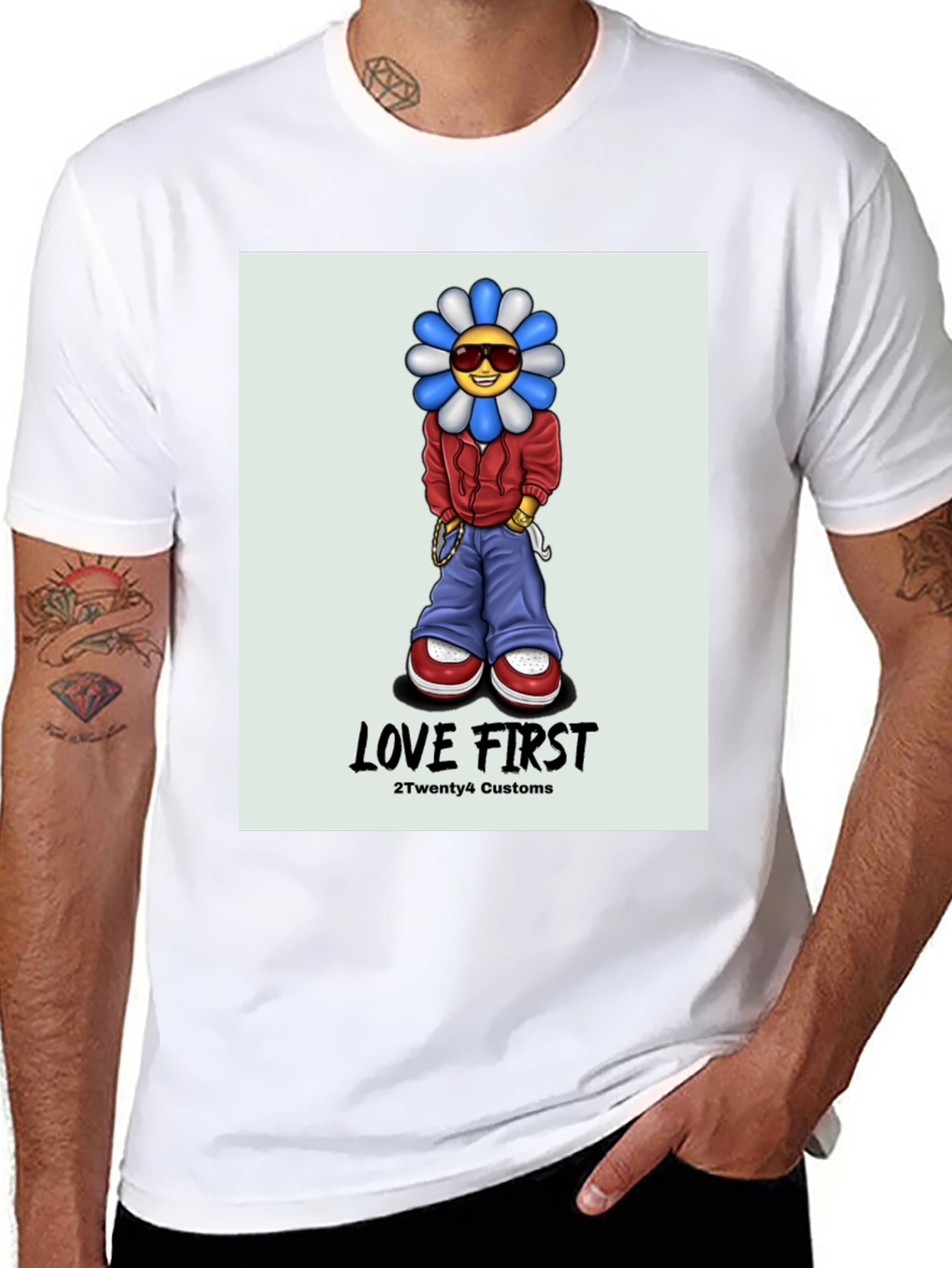Love First Graphic Tee - Black Cotton T-Shirt