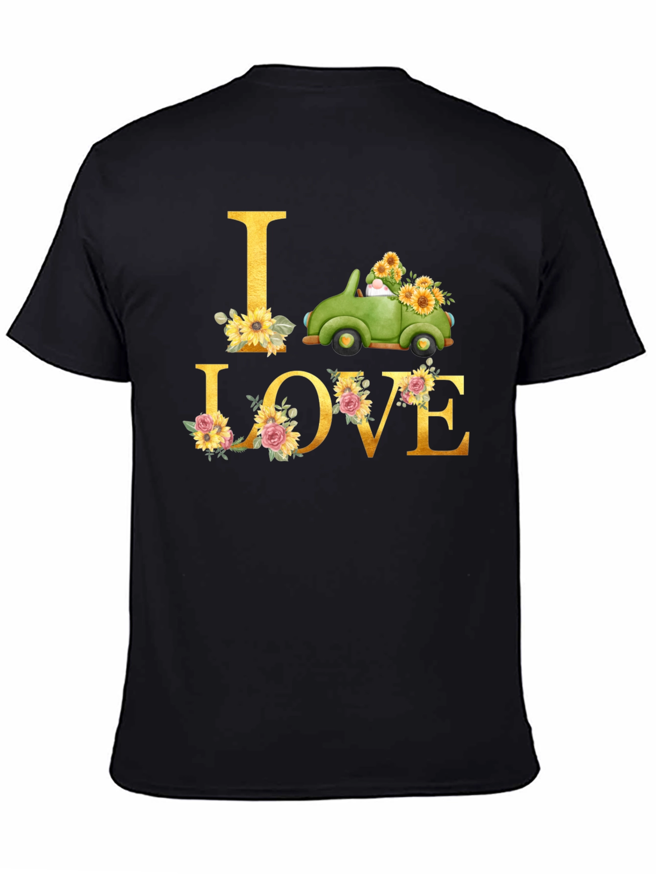 I Love Truck Sunflower Graphic T-Shirt