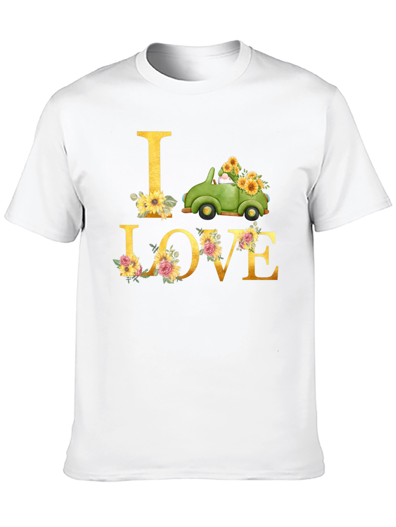 I Love Truck Sunflower Graphic T-Shirt