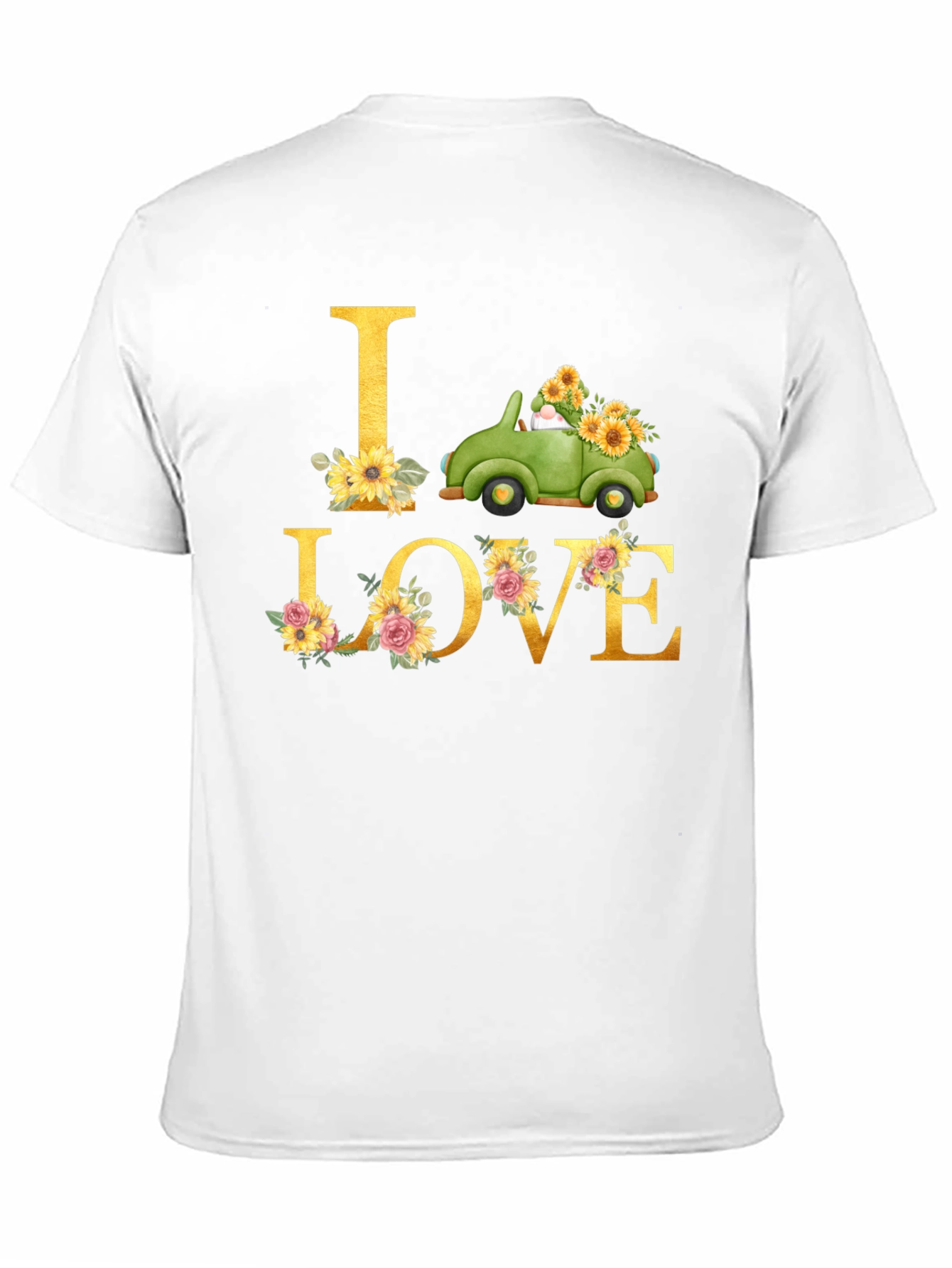 I Love Truck Sunflower Graphic T-Shirt
