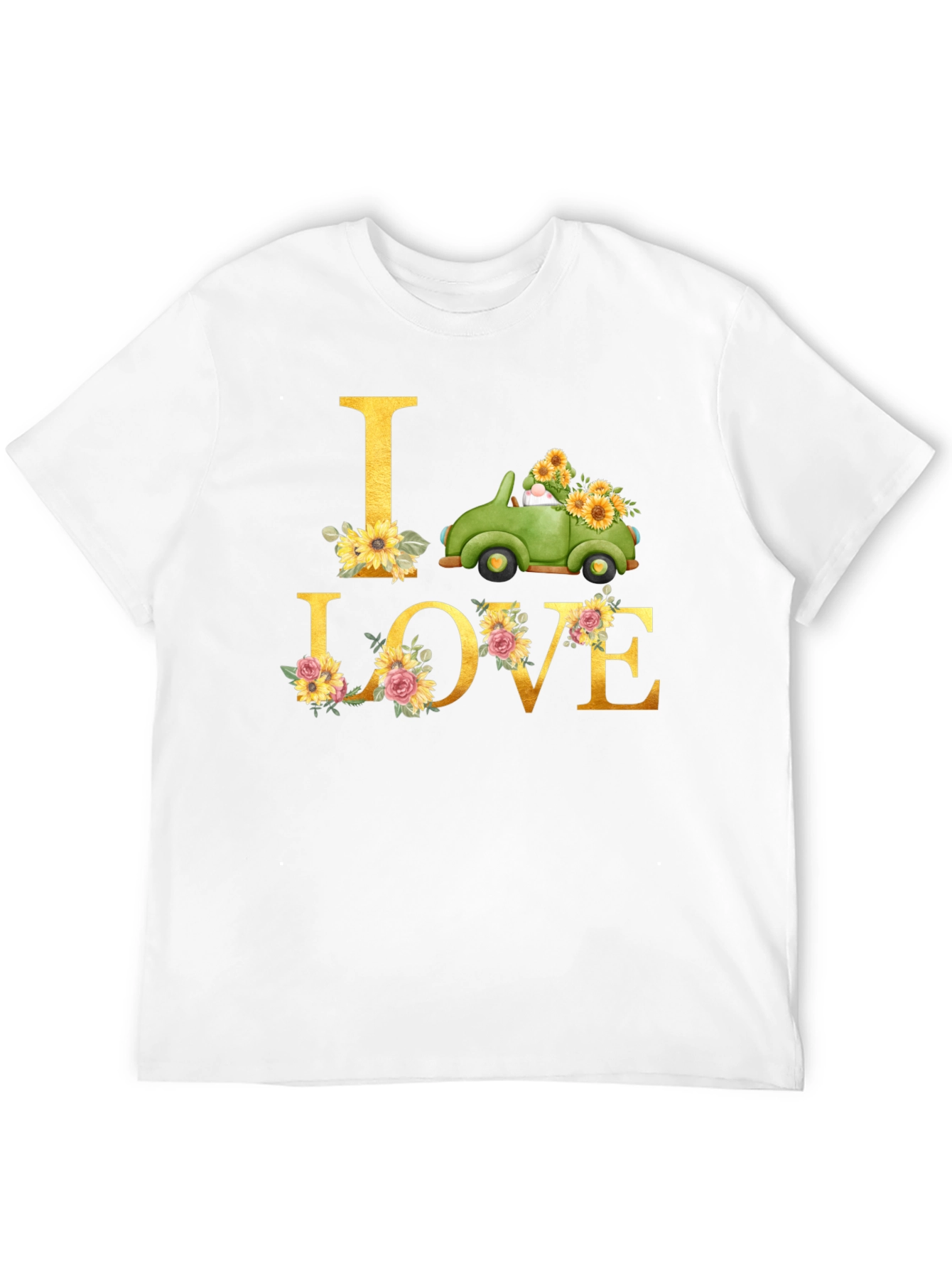 I Love Truck Sunflower Graphic T-Shirt