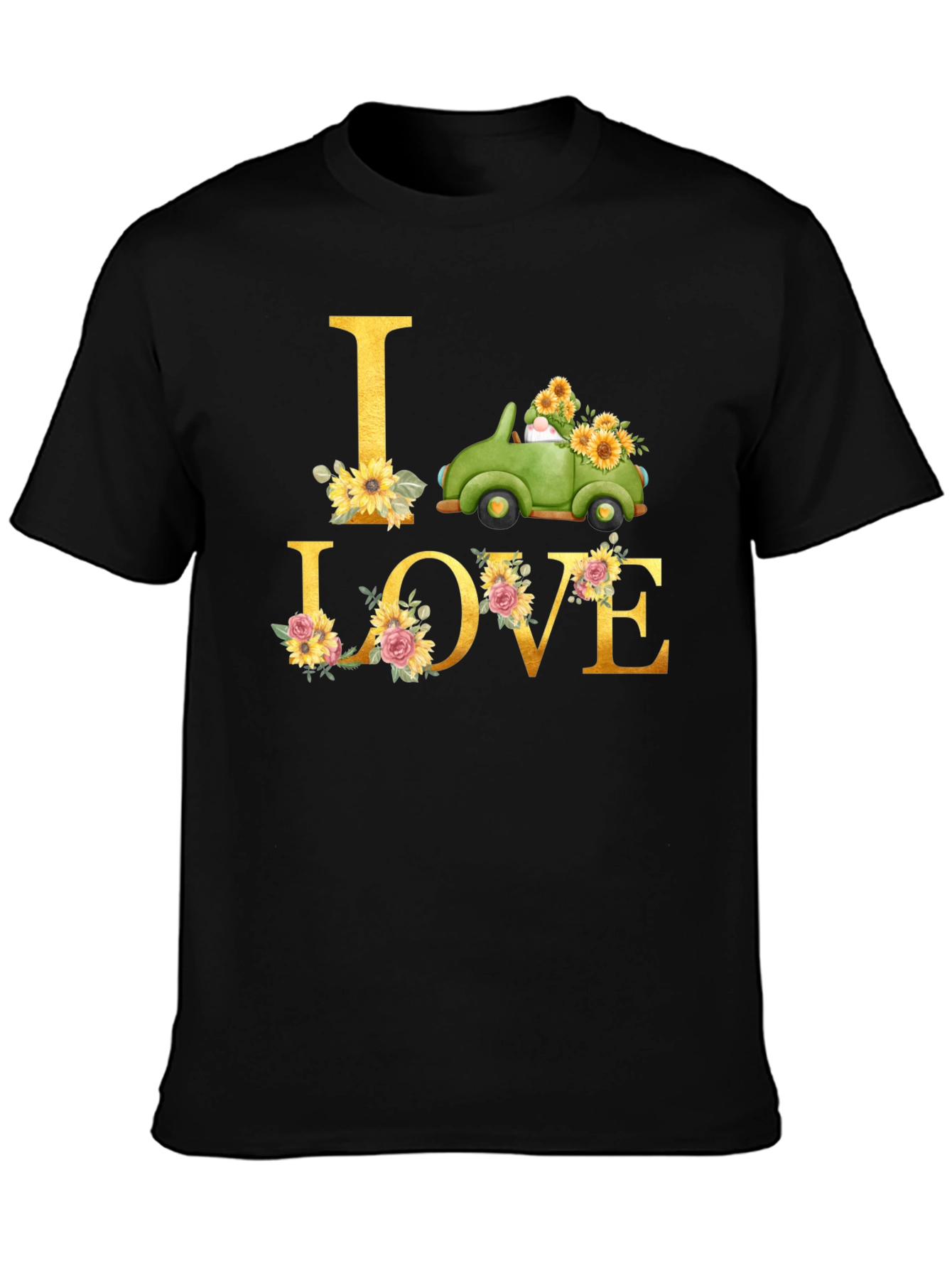 I Love Truck Sunflower Graphic T-Shirt