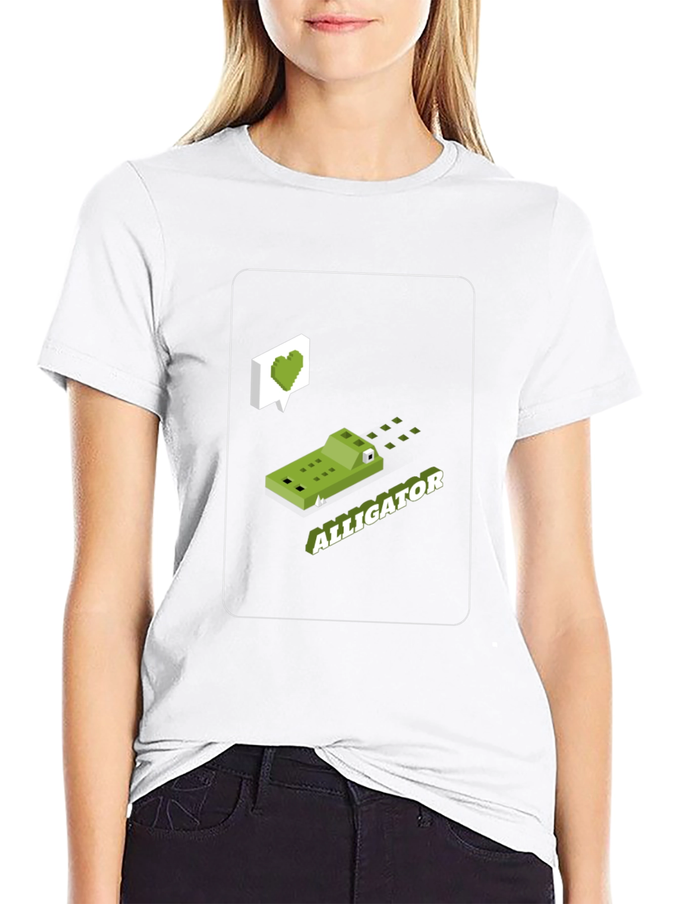 Alligator Pixel Art T-Shirt - Black
