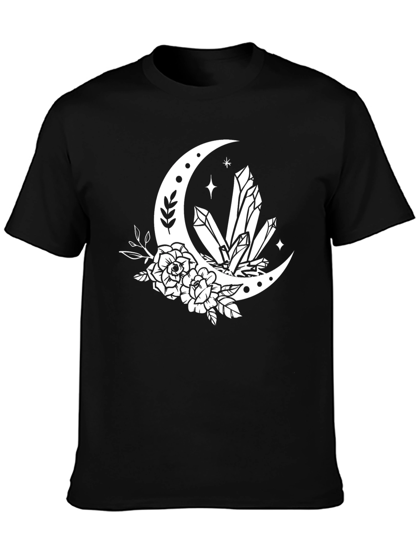 Crescent Moon Crystal Floral T-Shirt