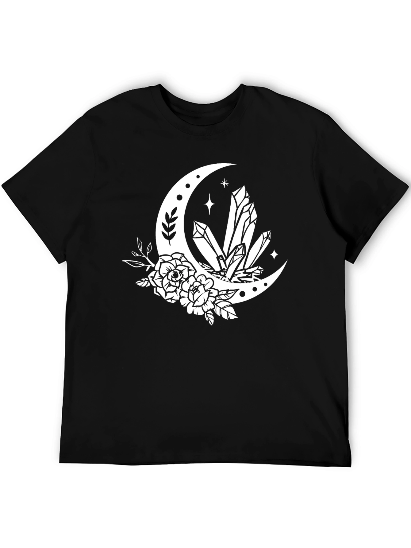 Crescent Moon Crystal Floral T-Shirt