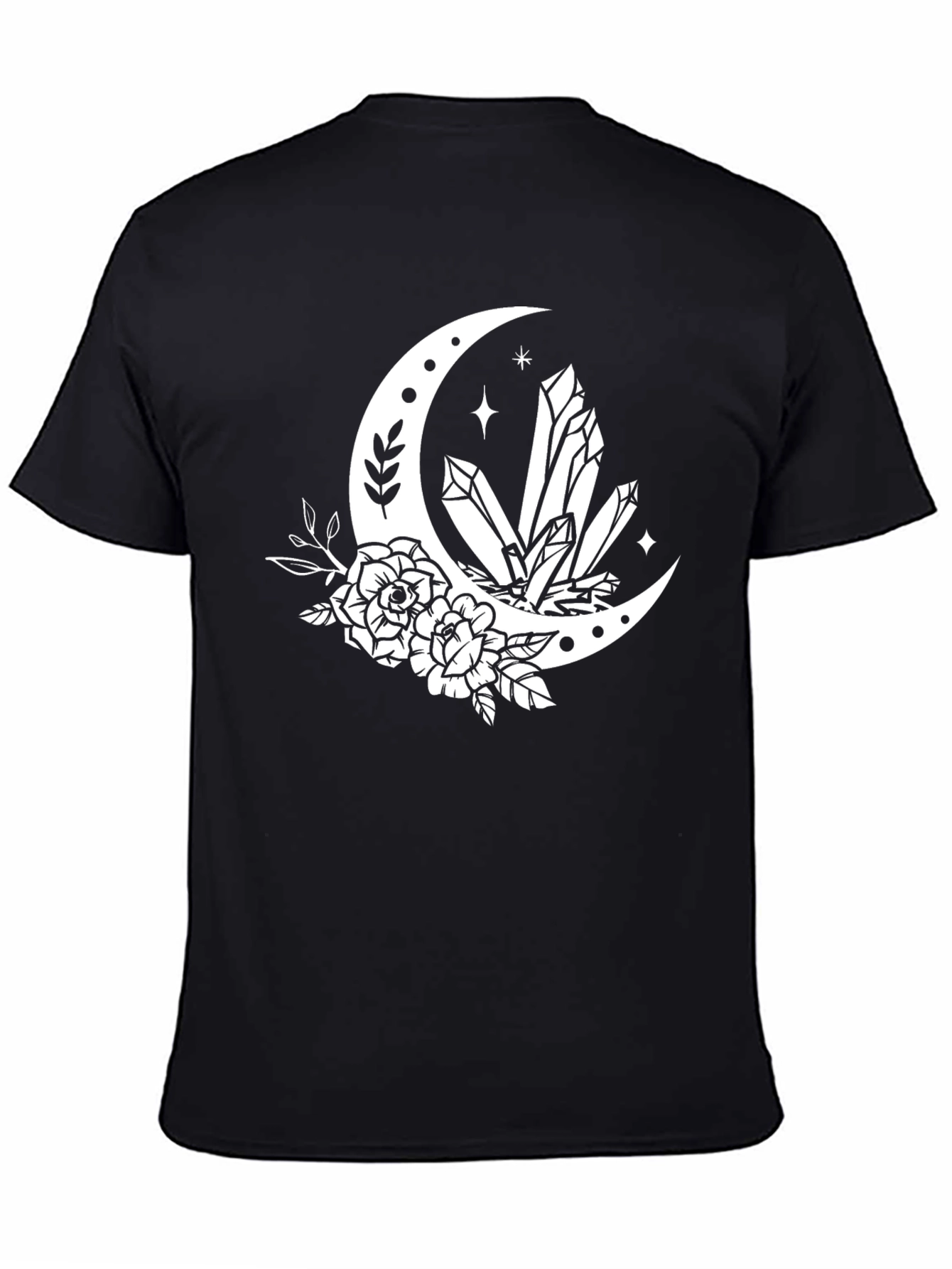 Crescent Moon Crystal Floral T-Shirt