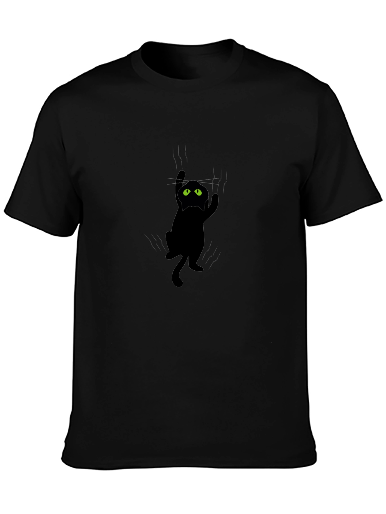 Clingy Cat Graphic Tee - Black Cotton T-Shirt