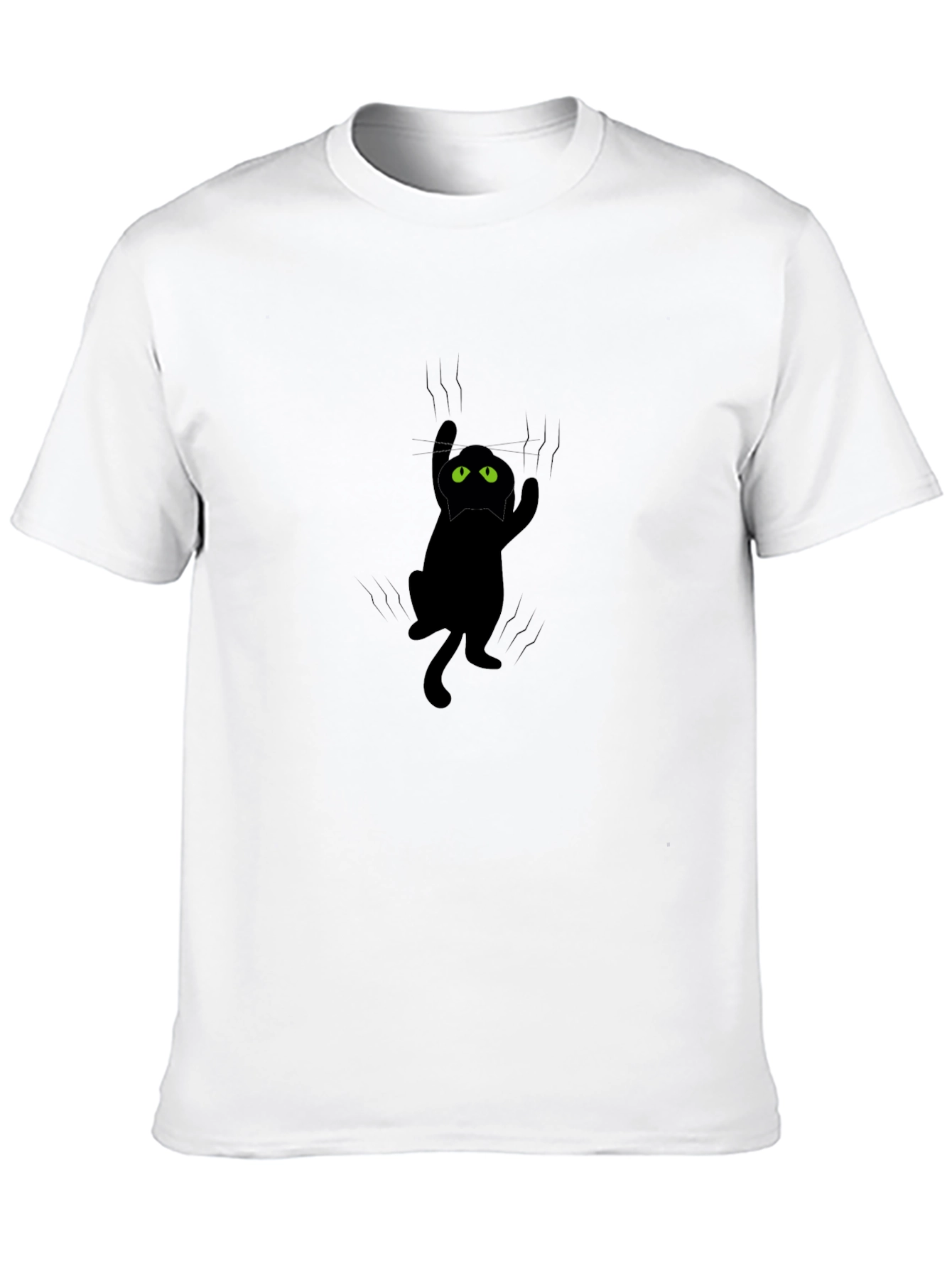 Clingy Cat Graphic Tee - Black Cotton T-Shirt
