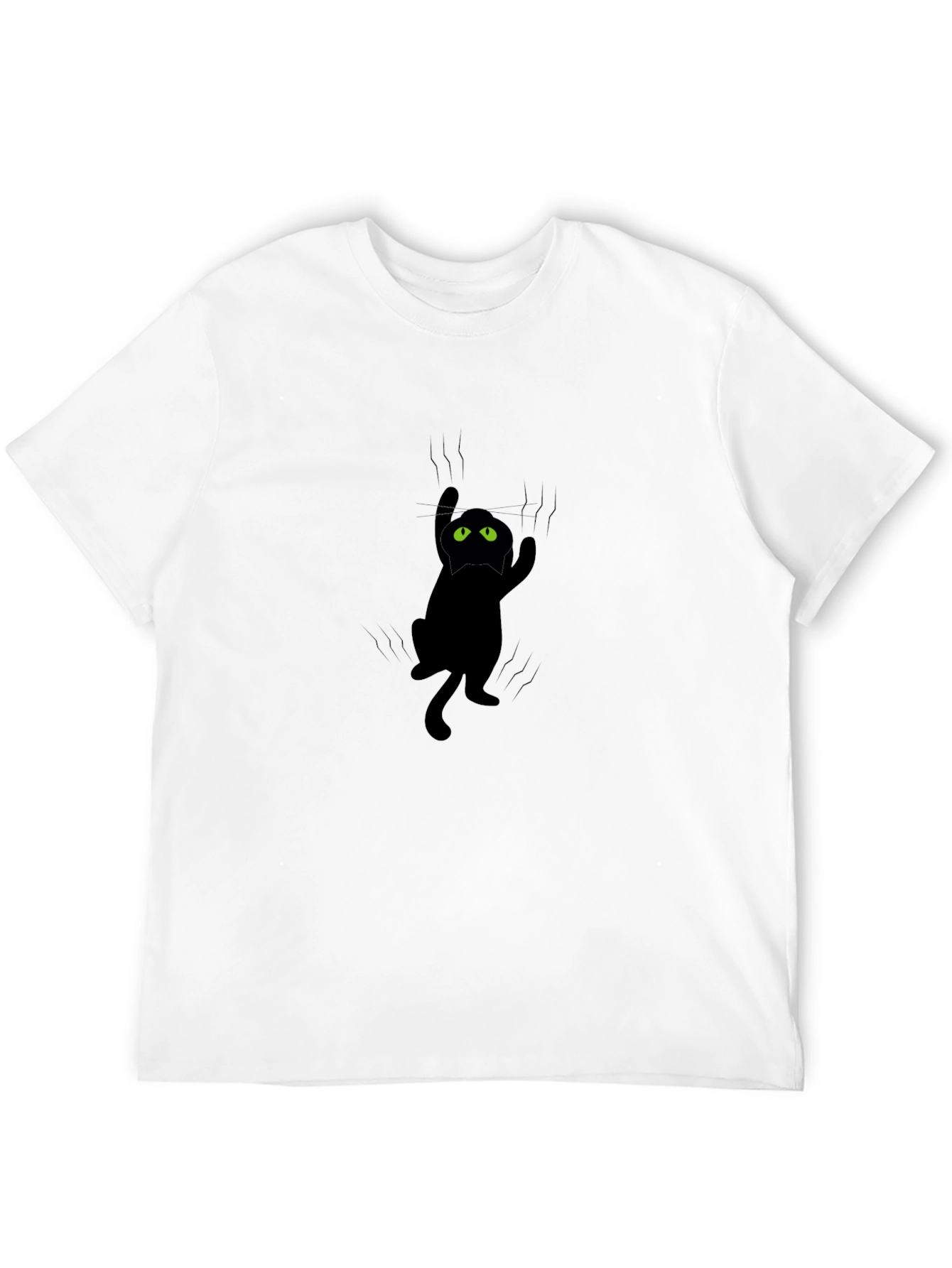 Clingy Cat Graphic Tee - Black Cotton T-Shirt