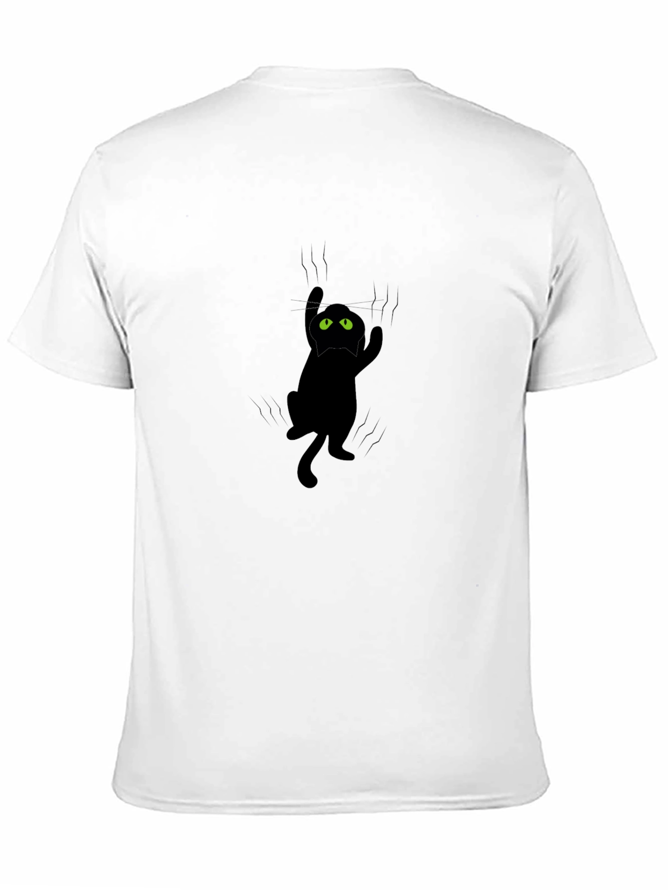 Clingy Cat Graphic Tee - Black Cotton T-Shirt