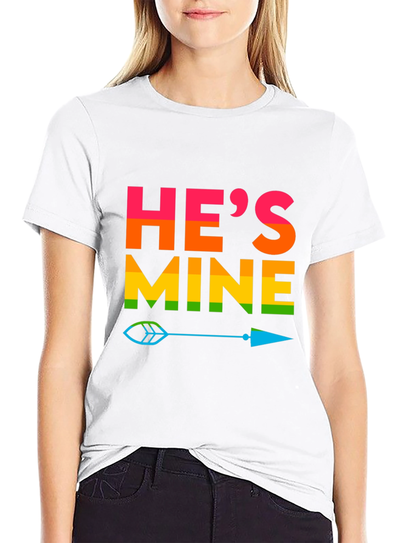 Hes Mine Pride T-Shirt LGBTQ Rainbow Arrow Tee