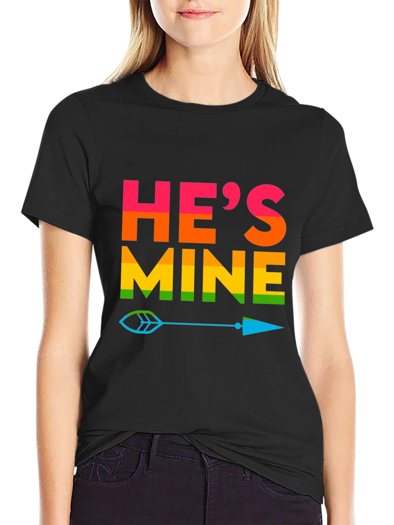 Hes Mine Pride T-Shirt LGBTQ Rainbow Arrow Tee