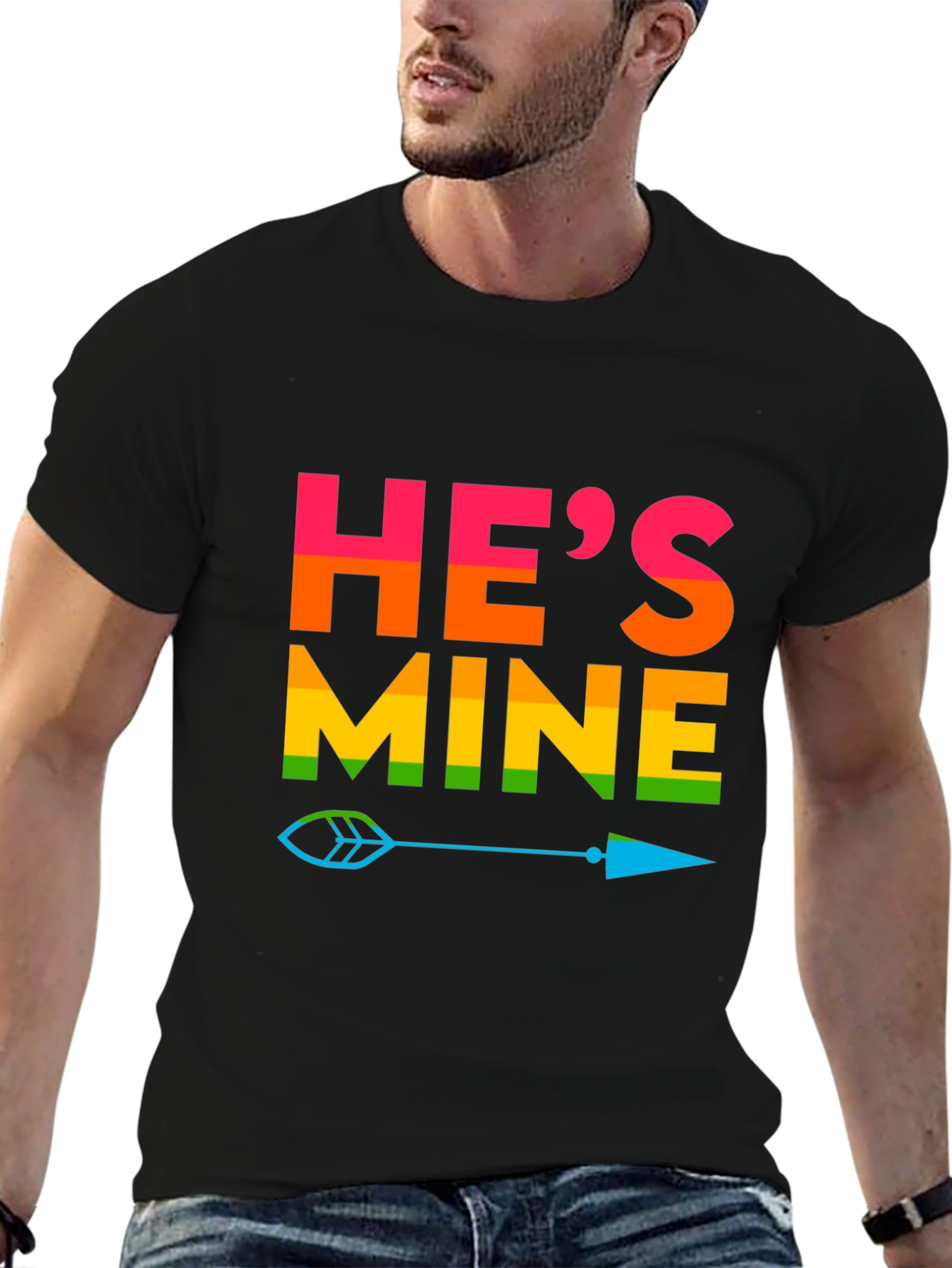 Hes Mine Pride T-Shirt LGBTQ Rainbow Arrow Tee
