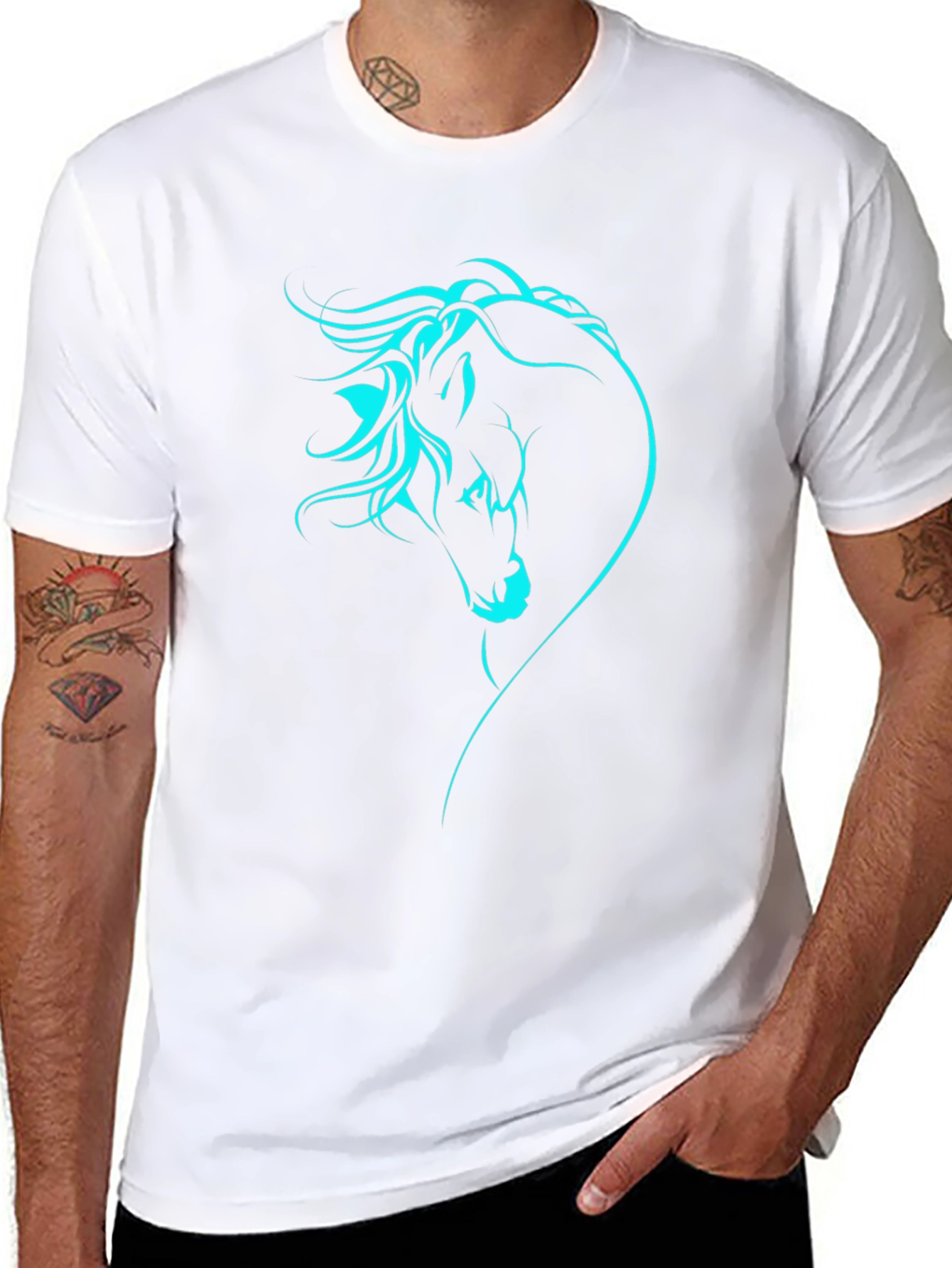 Horse Head Graphic Tee - Stylish Black T-Shirt