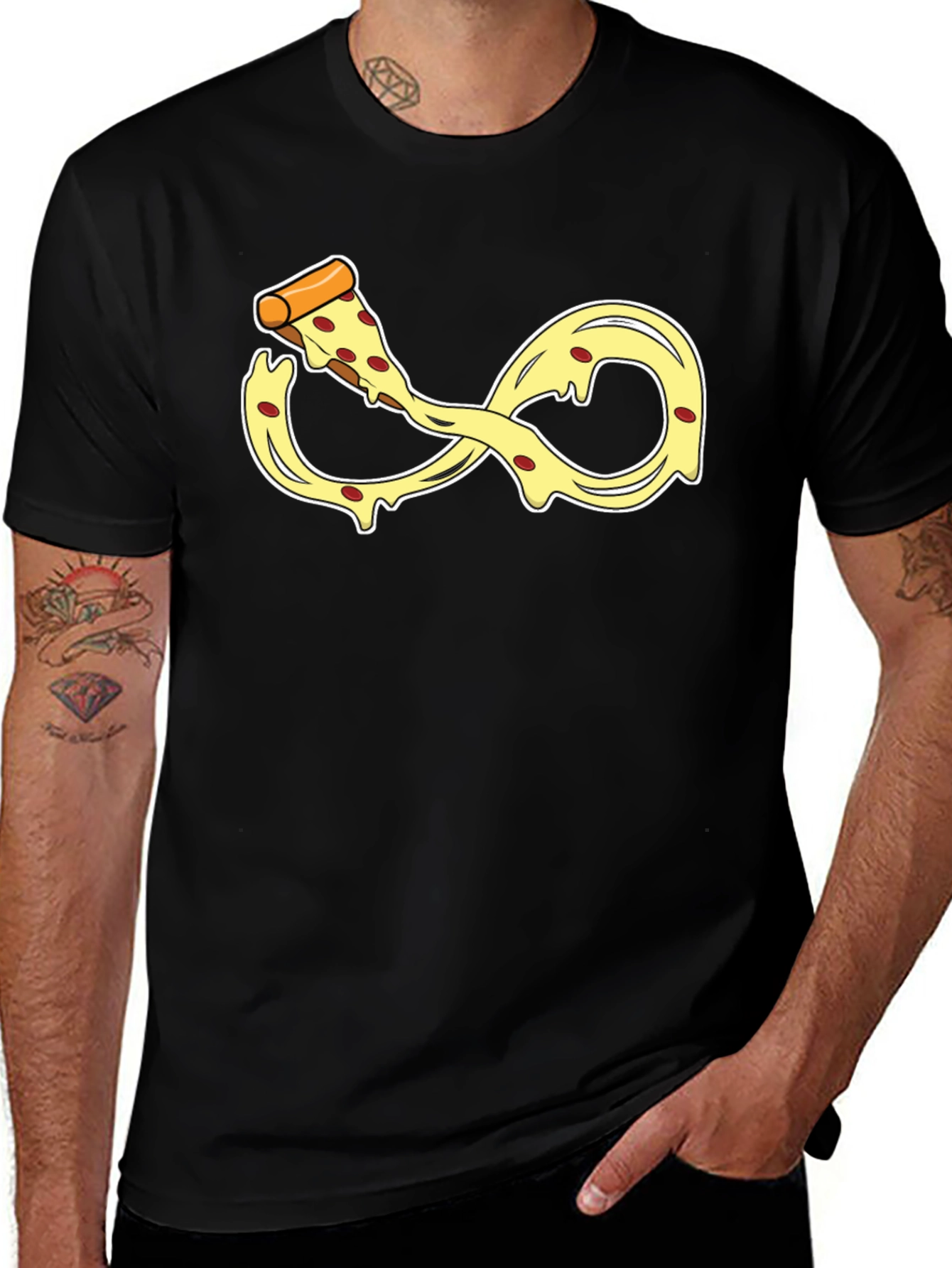 Infinity Pizza Slice T-Shirt - Black