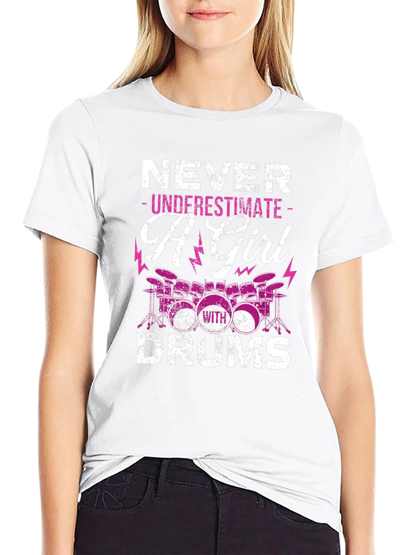 Never Underestimate A Girl With Drums T-Shirt