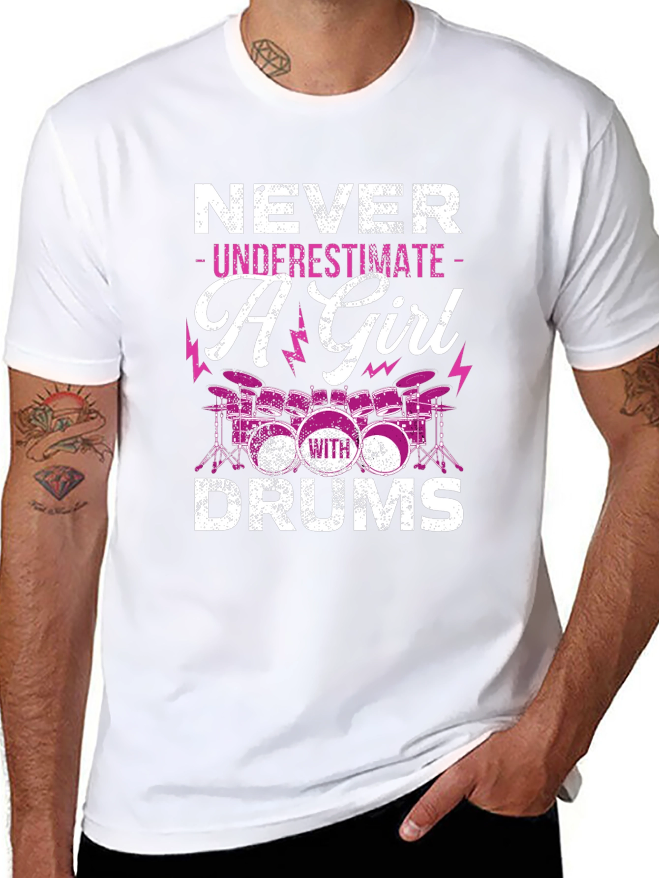 Never Underestimate A Girl With Drums T-Shirt