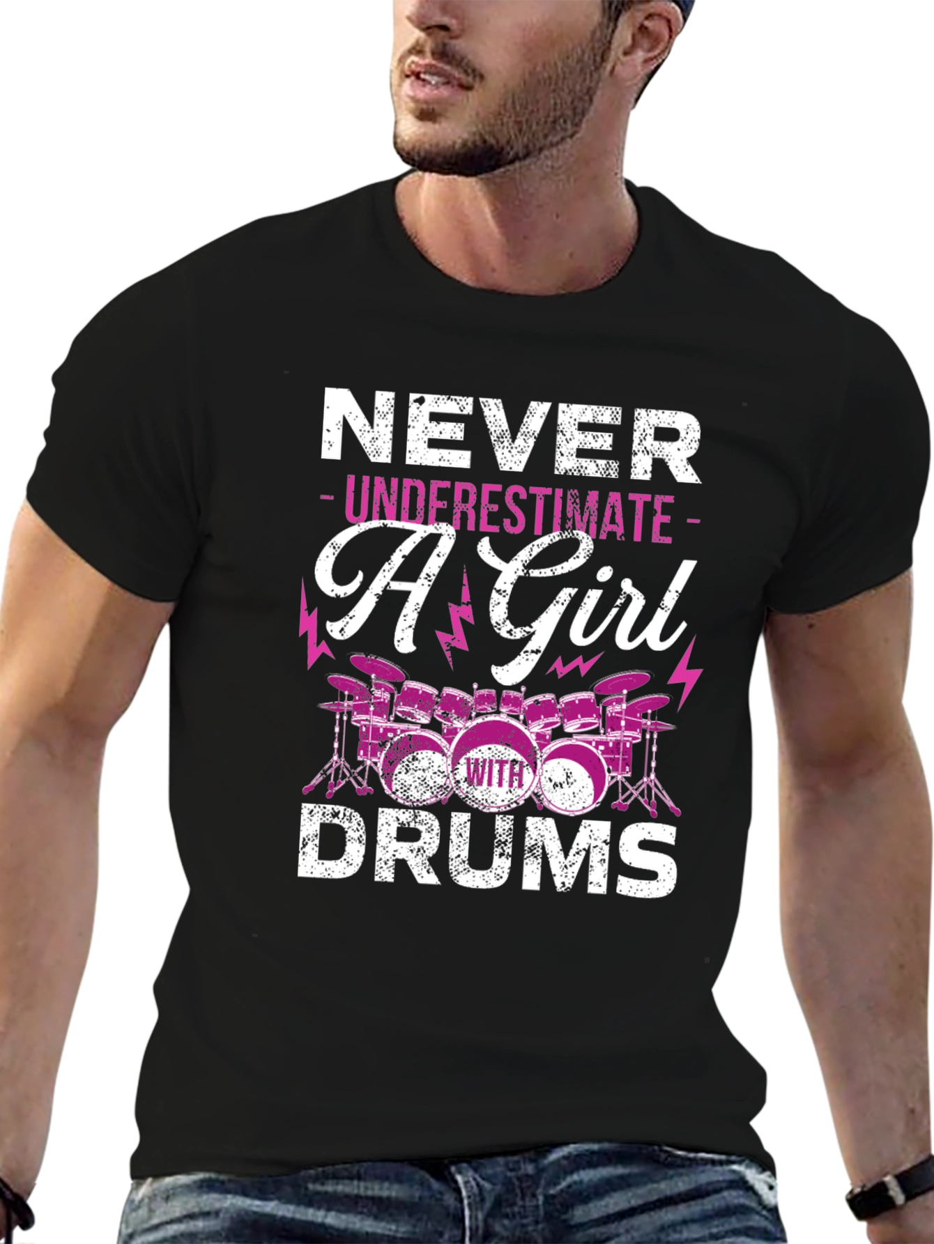 Never Underestimate A Girl With Drums T-Shirt