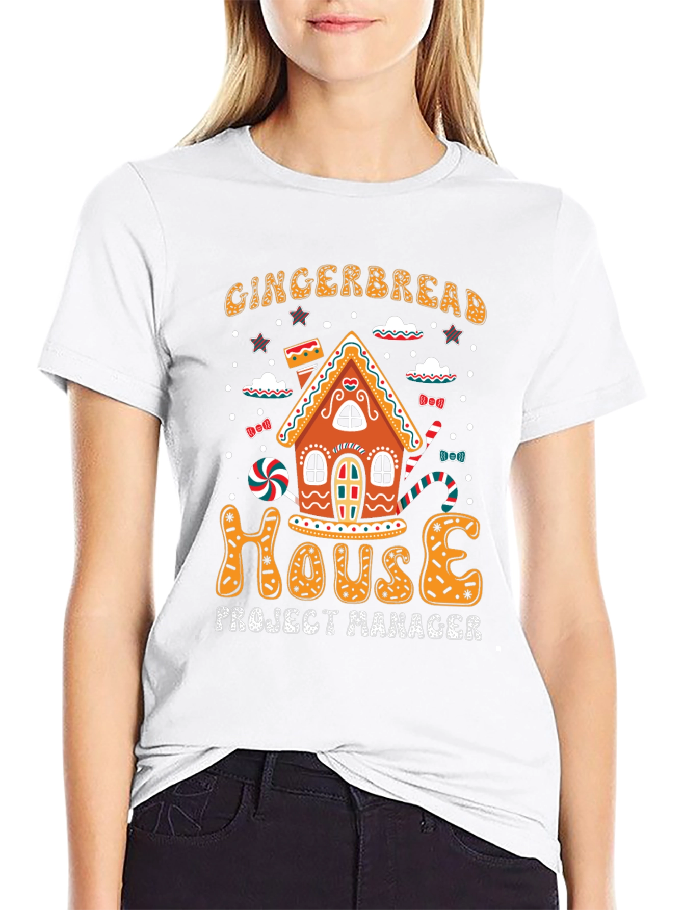 Gingerbread House Project Manager Black T-Shirt