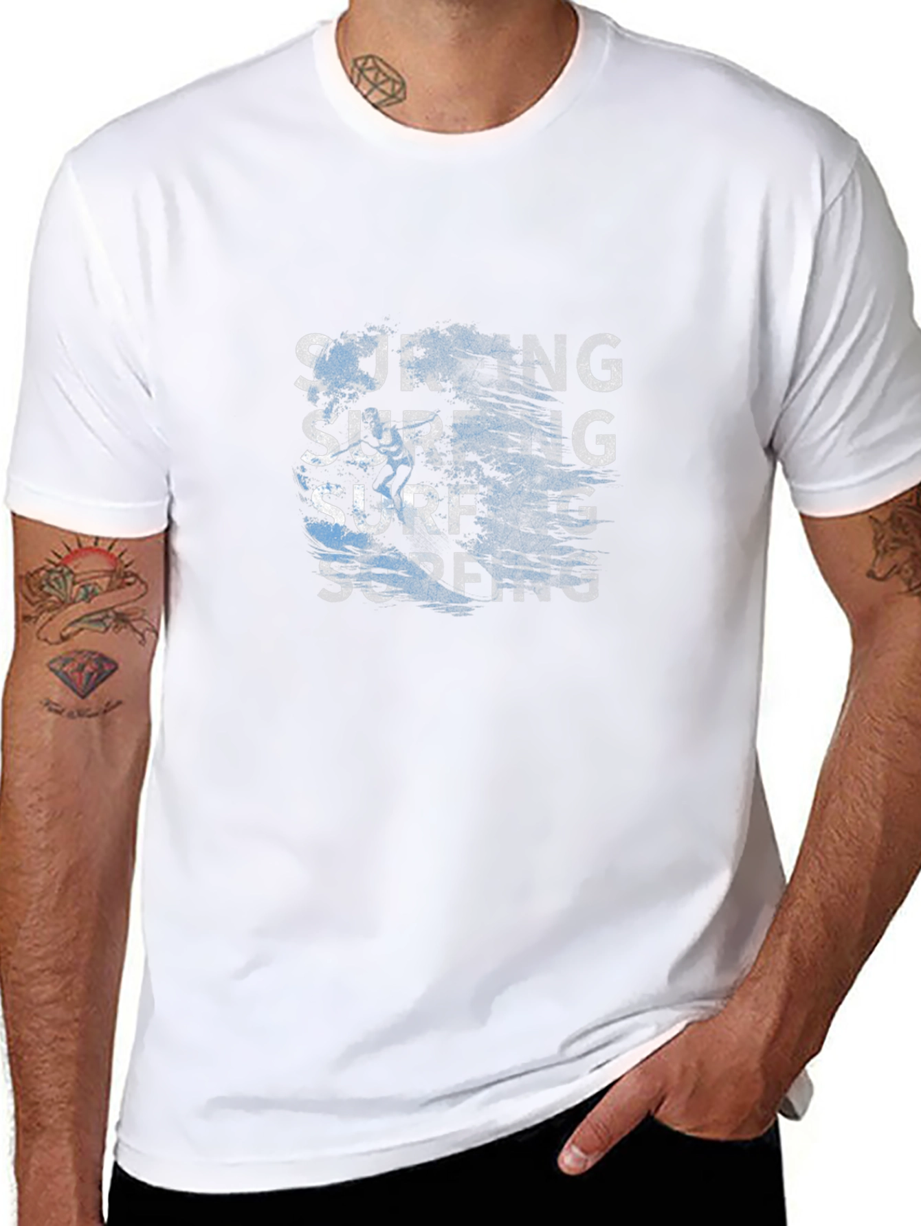 Surfing Waves Graphic T-Shirt - Black