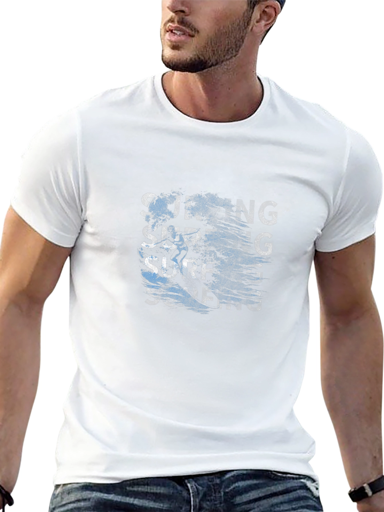 Surfing Waves Graphic T-Shirt - Black