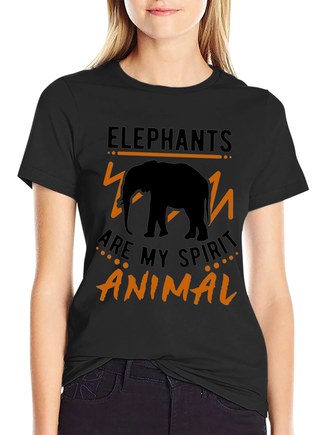 Elephant Spirit Animal T-Shirt - Black Crew Neck Tee