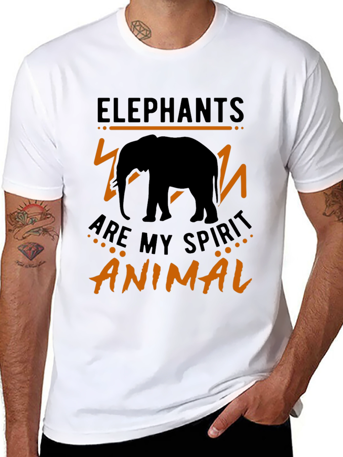 Elephant Spirit Animal T-Shirt - Black Crew Neck Tee