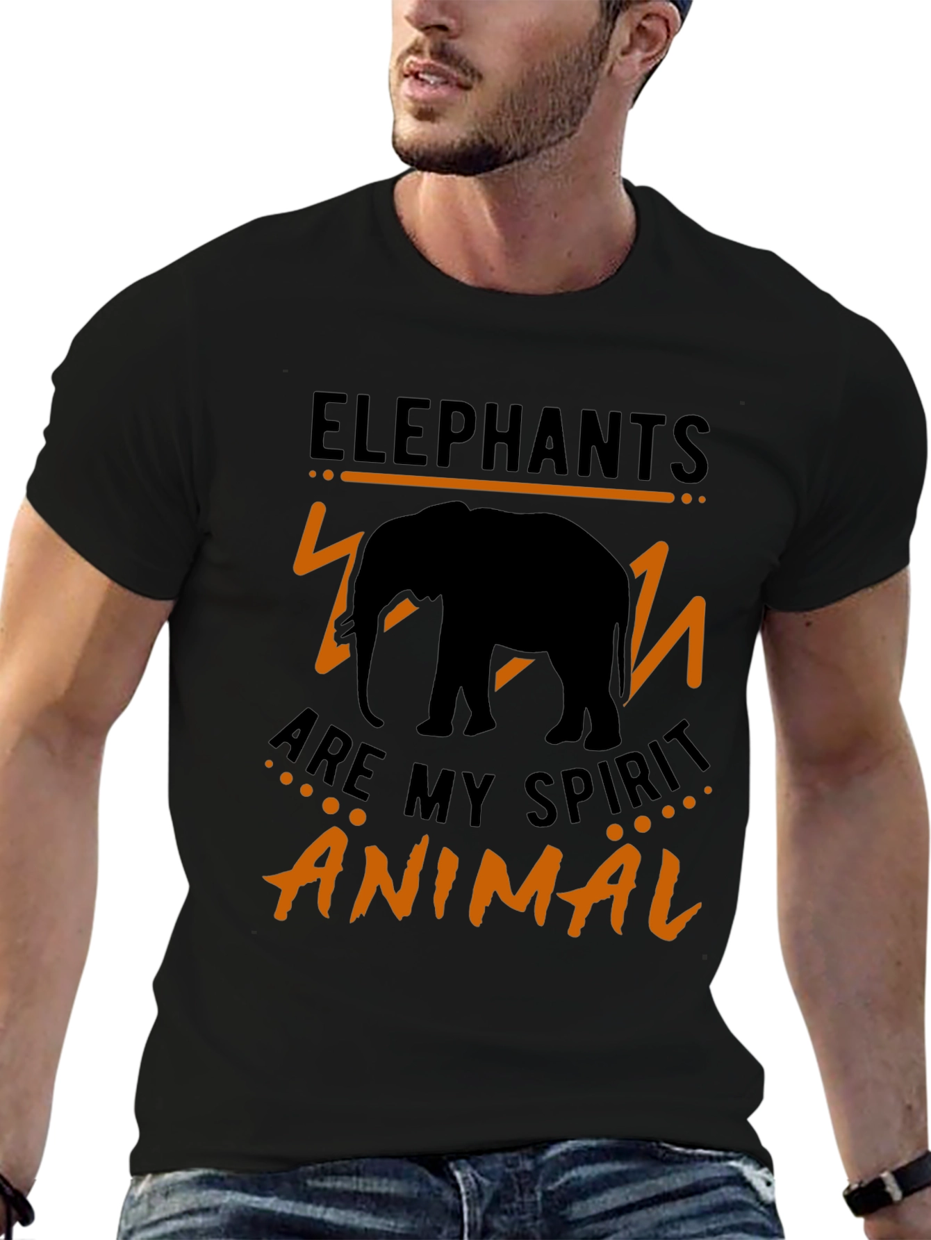 Elephant Spirit Animal T-Shirt - Black Crew Neck Tee