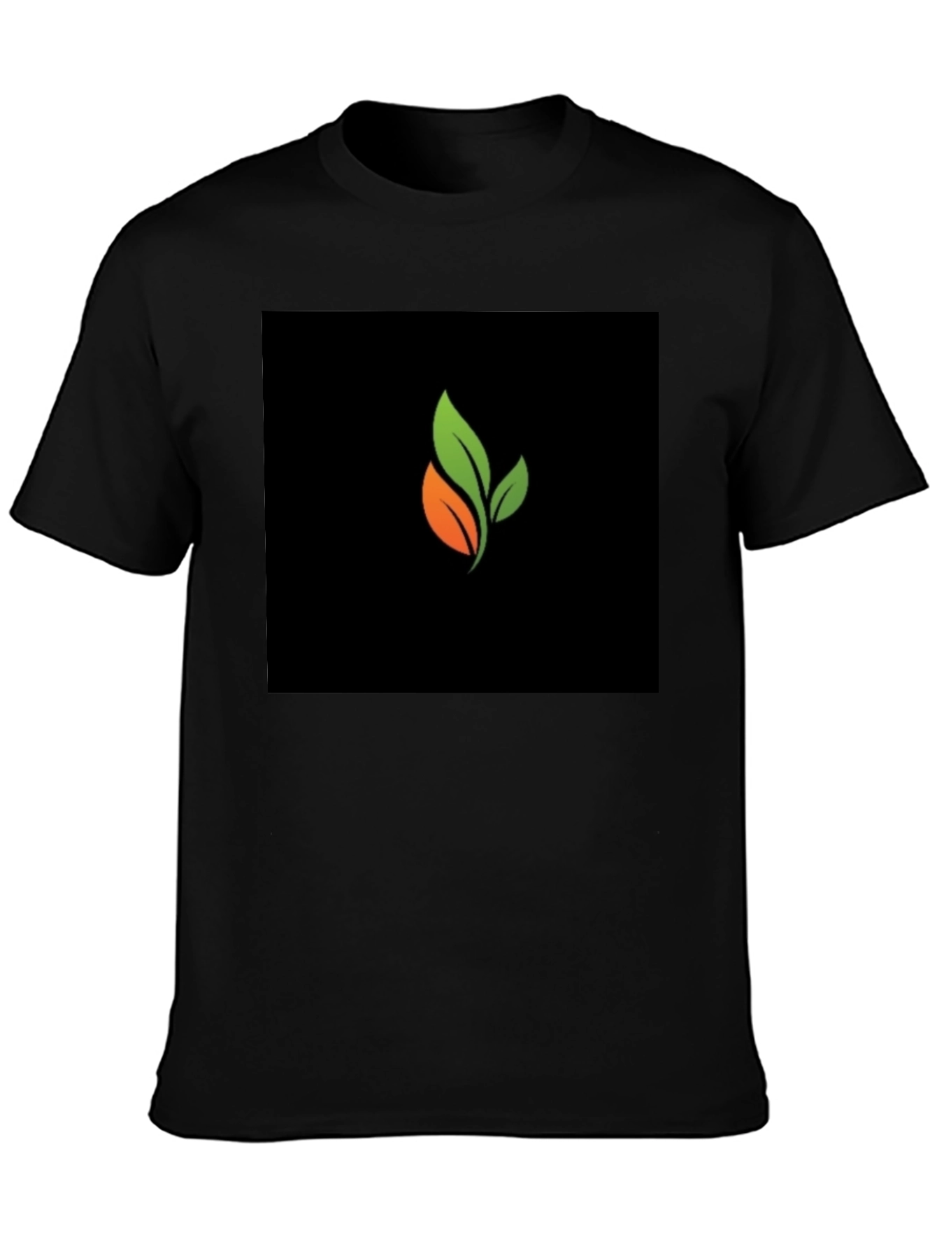 Organic Leaf Graphic Black T-Shirt