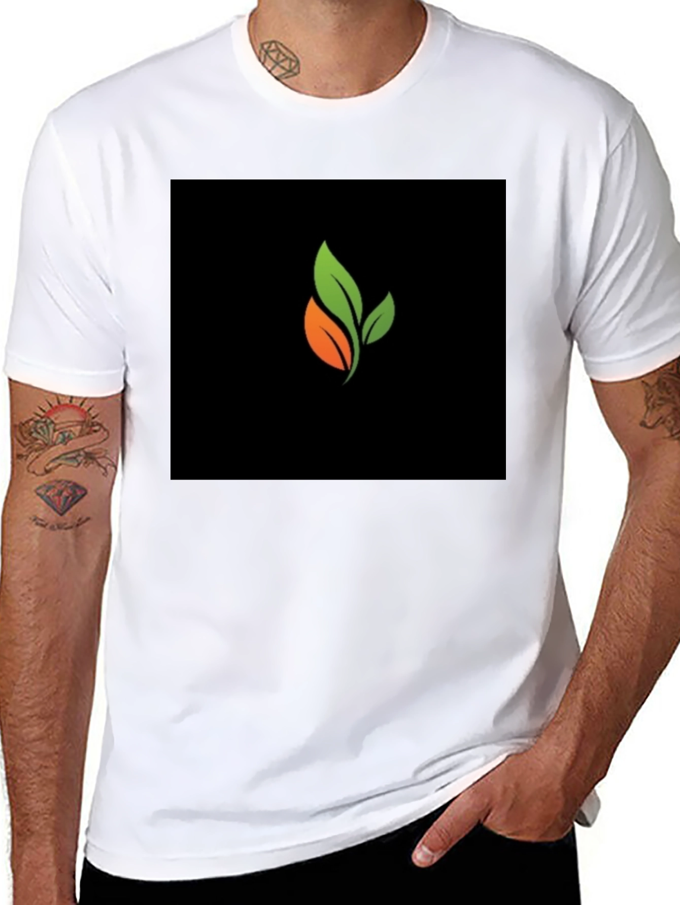 Organic Leaf Graphic Black T-Shirt