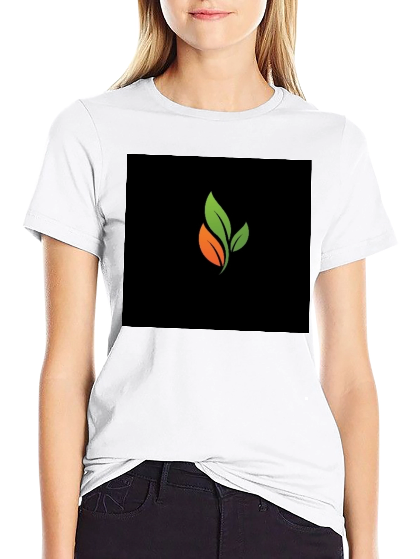 Organic Leaf Graphic Black T-Shirt