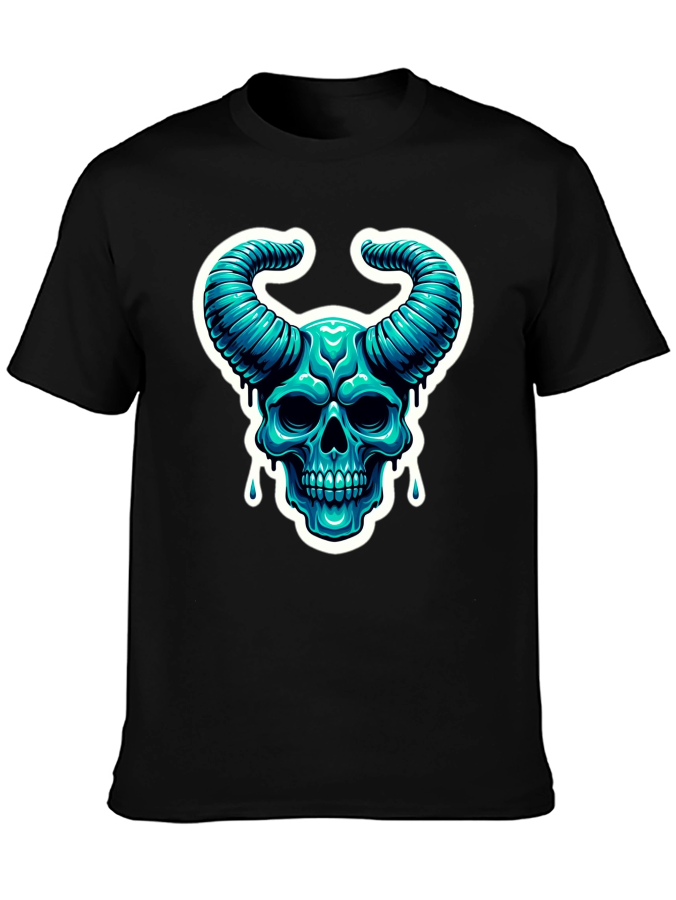Skull Horns Graphic Tee - Cool Black Shirt