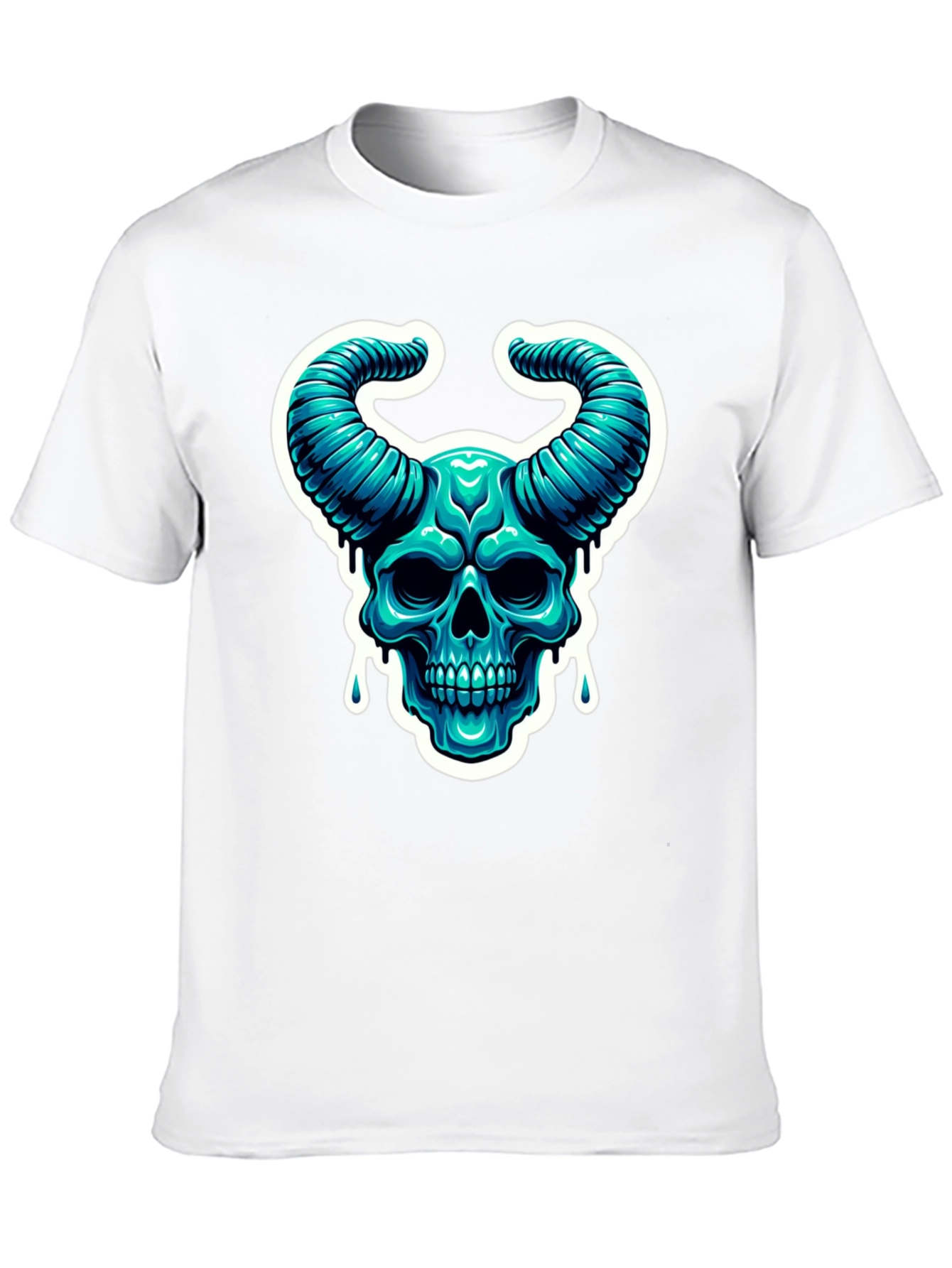 Skull Horns Graphic Tee - Cool Black Shirt