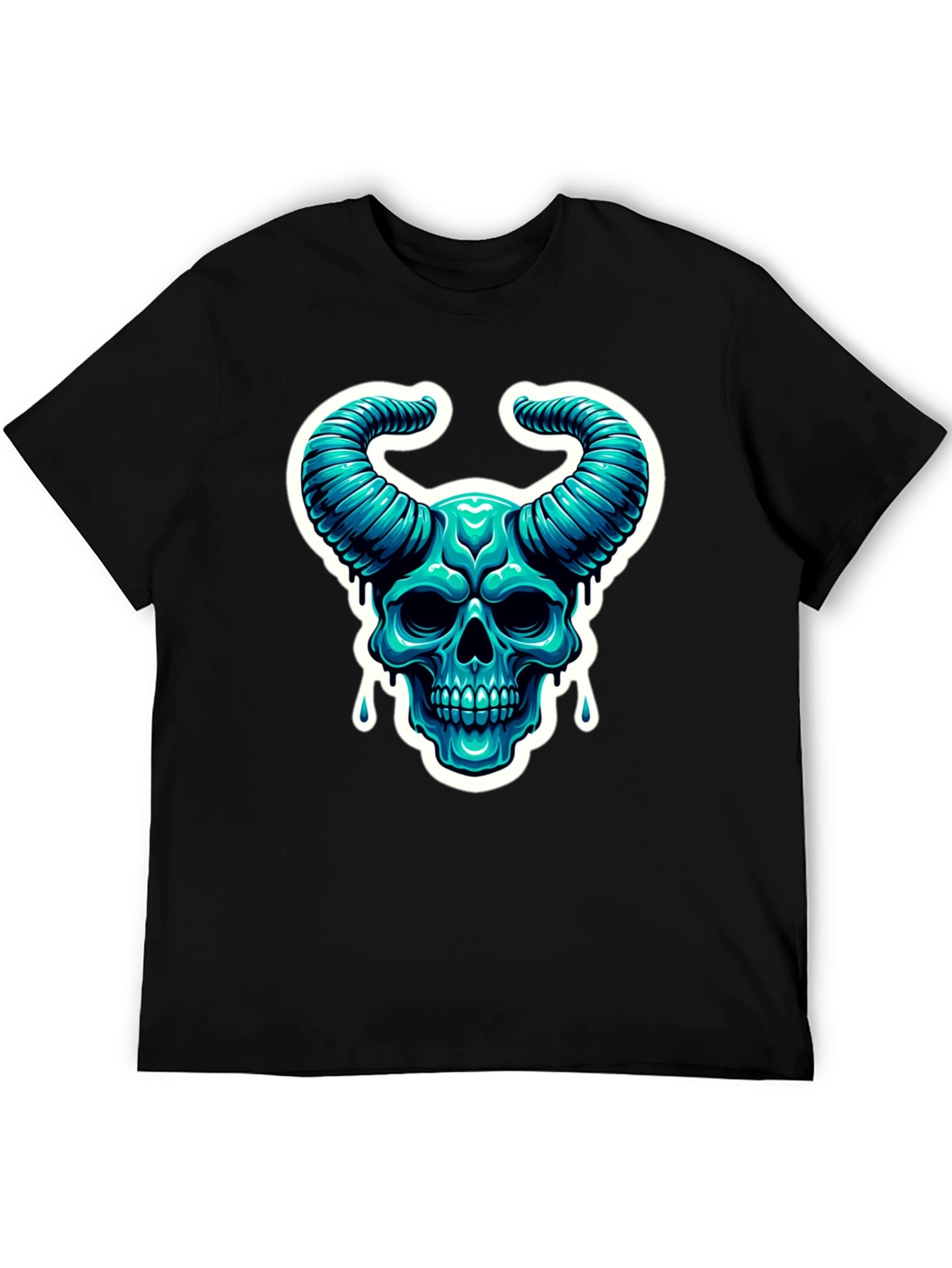 Skull Horns Graphic Tee - Cool Black Shirt