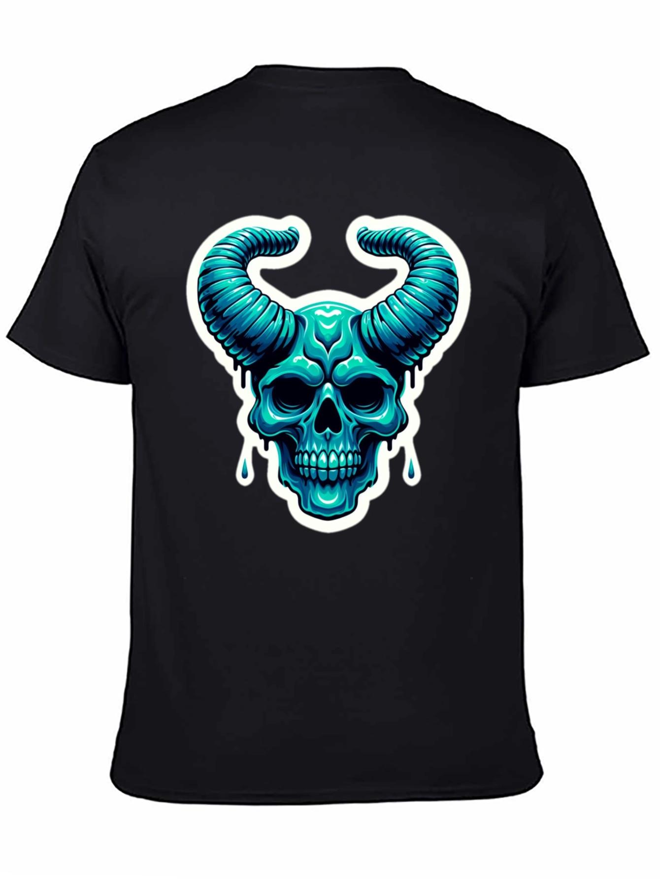 Skull Horns Graphic Tee - Cool Black Shirt