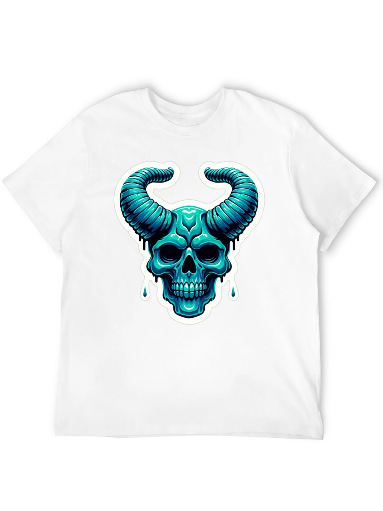 Skull Horns Graphic Tee - Cool Black Shirt