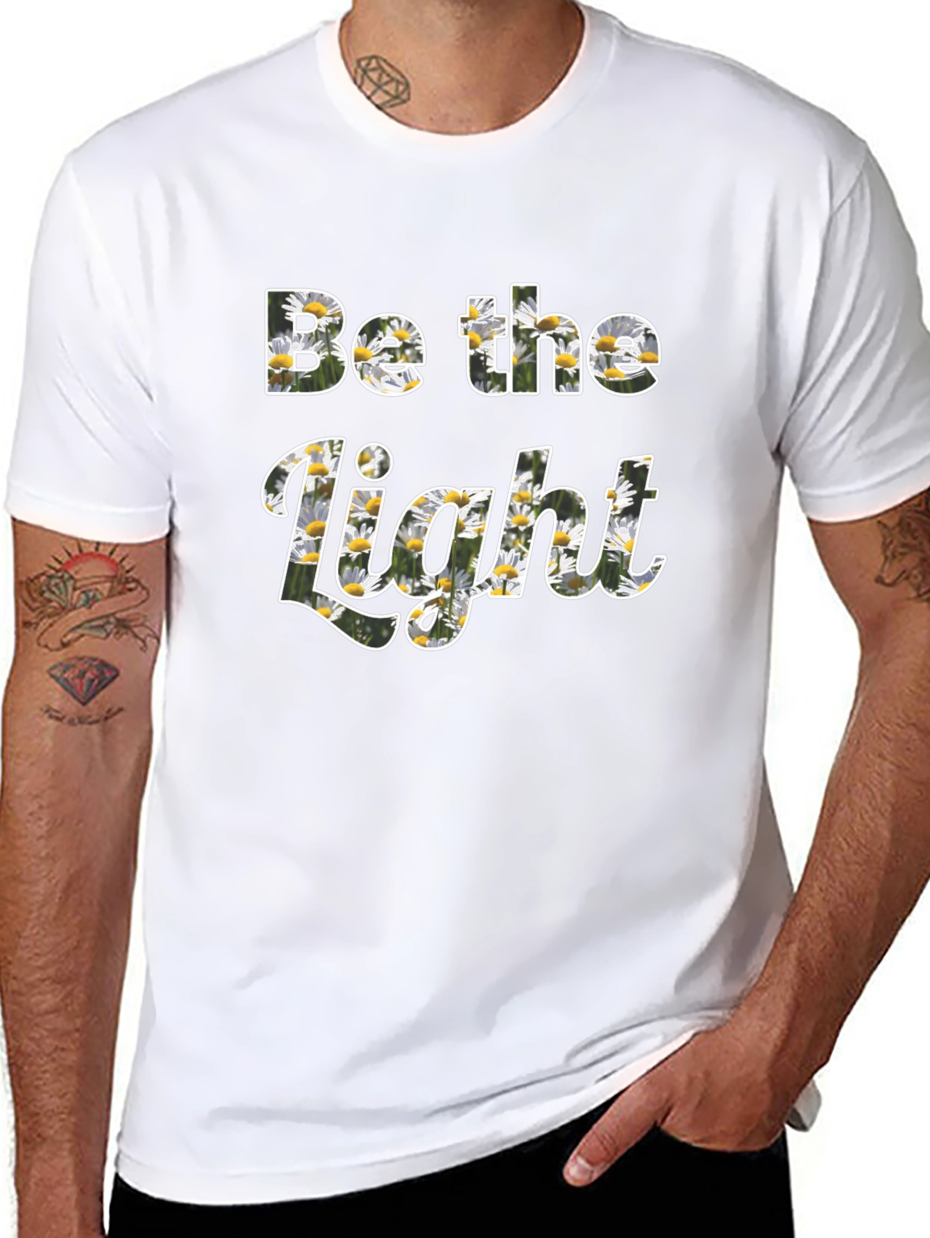 Be the Light Floral Print Black T-Shirt