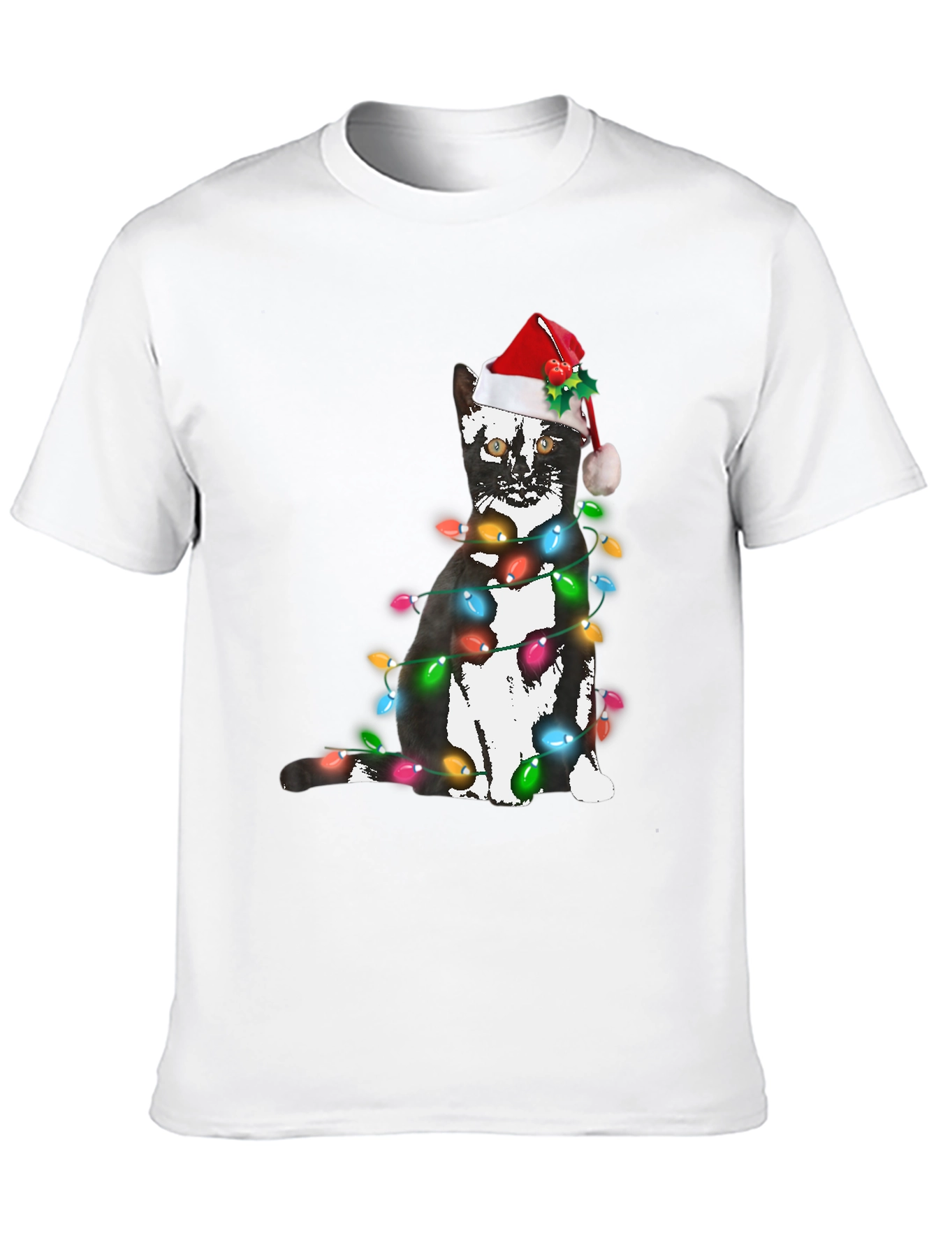 Festive Cat Christmas Lights T-Shirt