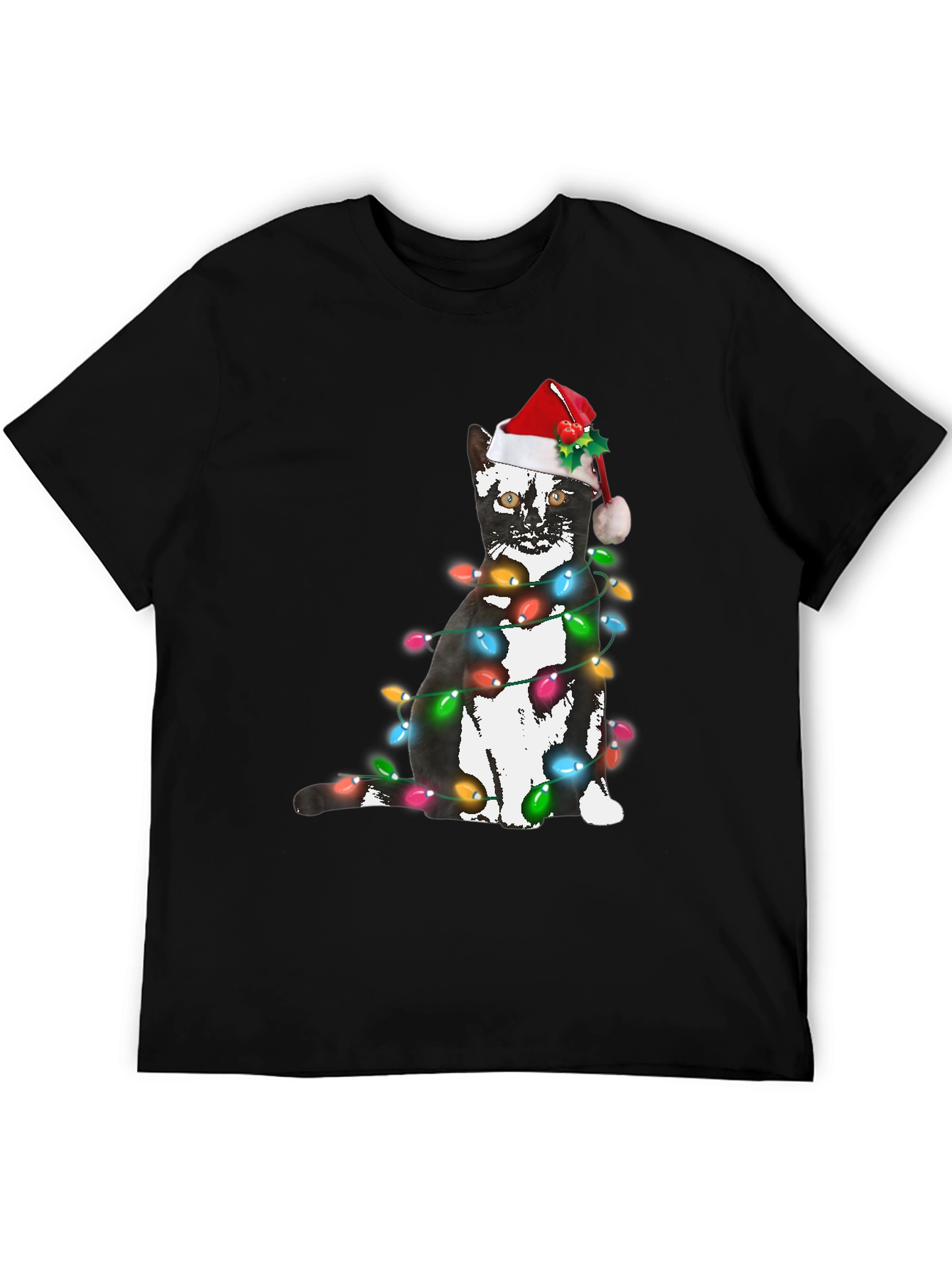Festive Cat Christmas Lights T-Shirt