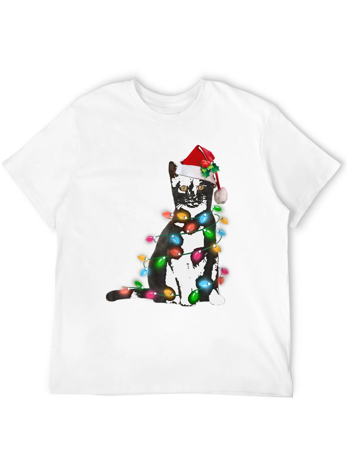 Festive Cat Christmas Lights T-Shirt