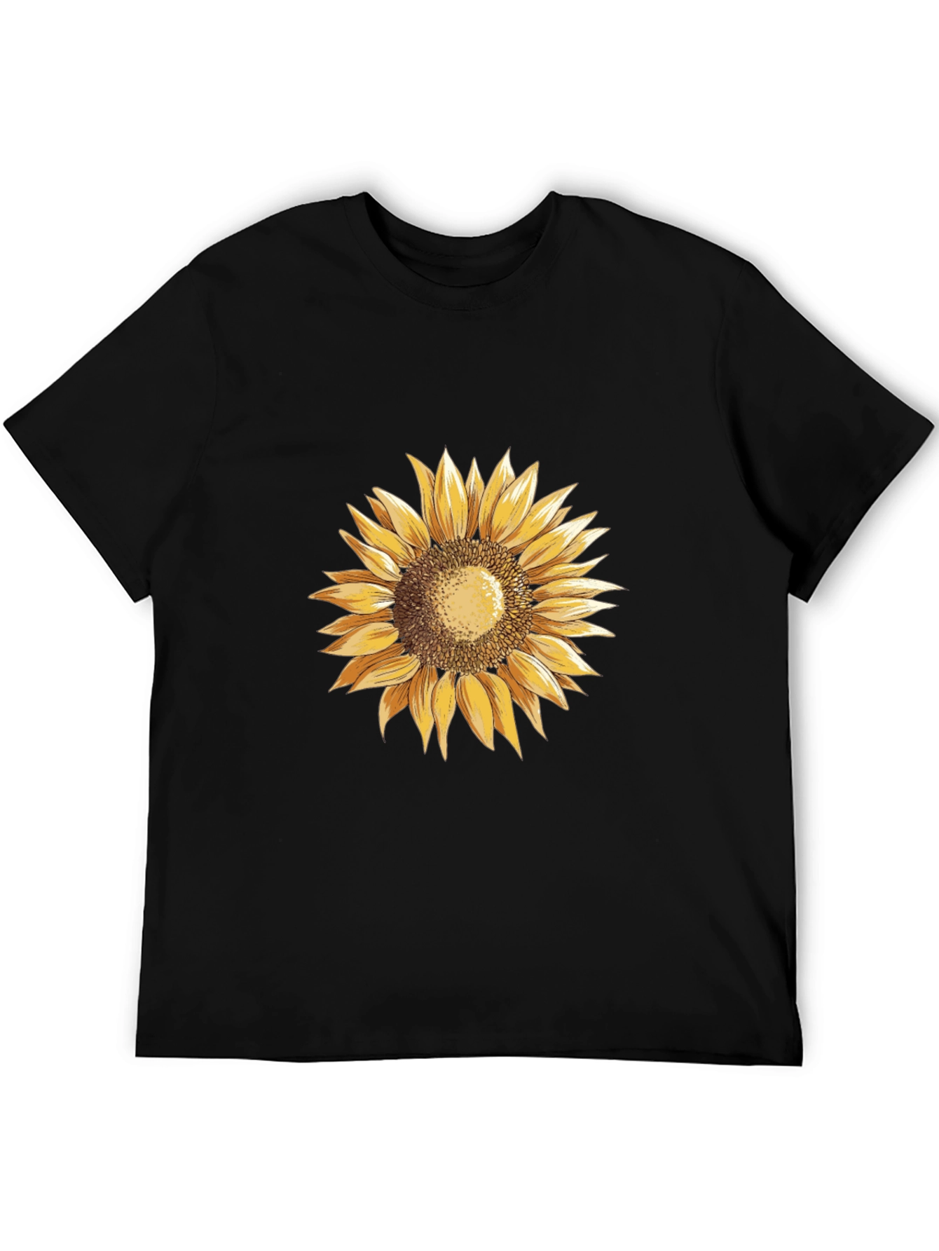 Sunflower Graphic Tee - Black Cotton T-Shirt
