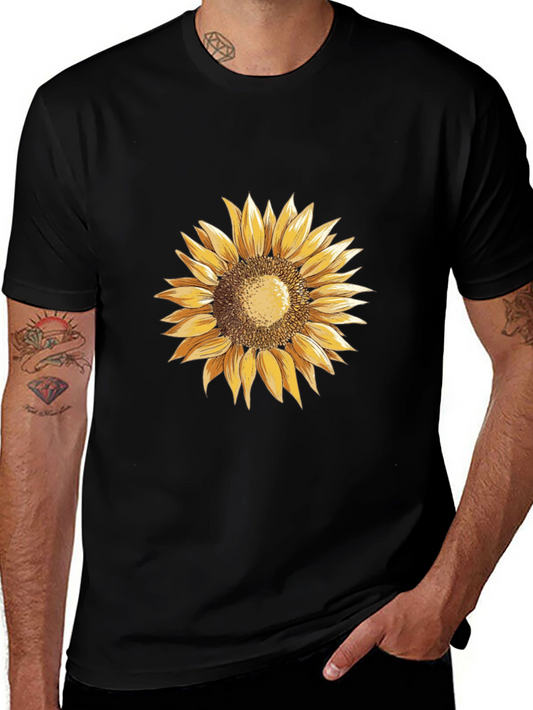 Sunflower Graphic Tee - Black Cotton T-Shirt