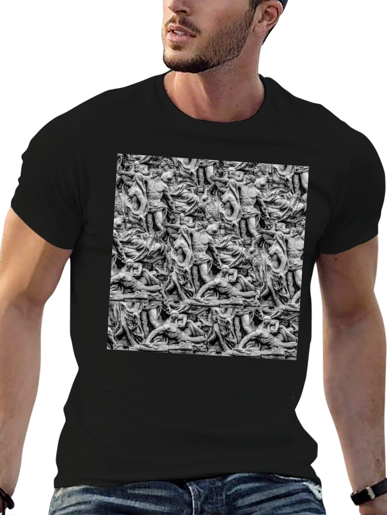 Sculpture Art Print Mens Black T-Shirt