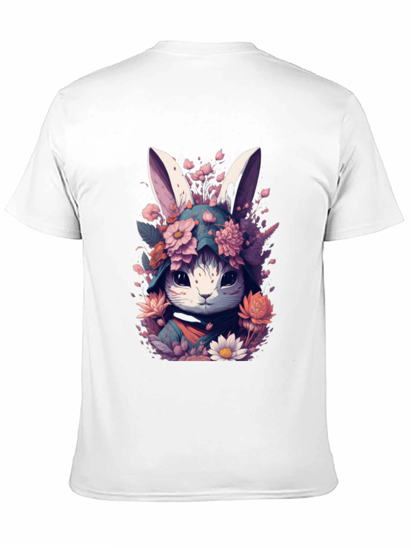 Floral Bunny Graphic Tee - Black