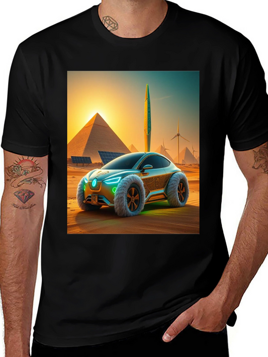 Futuristic Desert Car Graphic Tee - Black