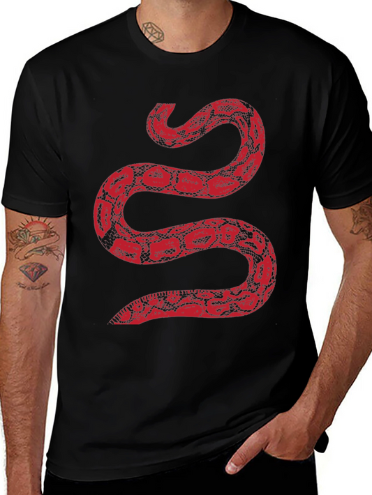 Black T-Shirt with Red Snake Graphic